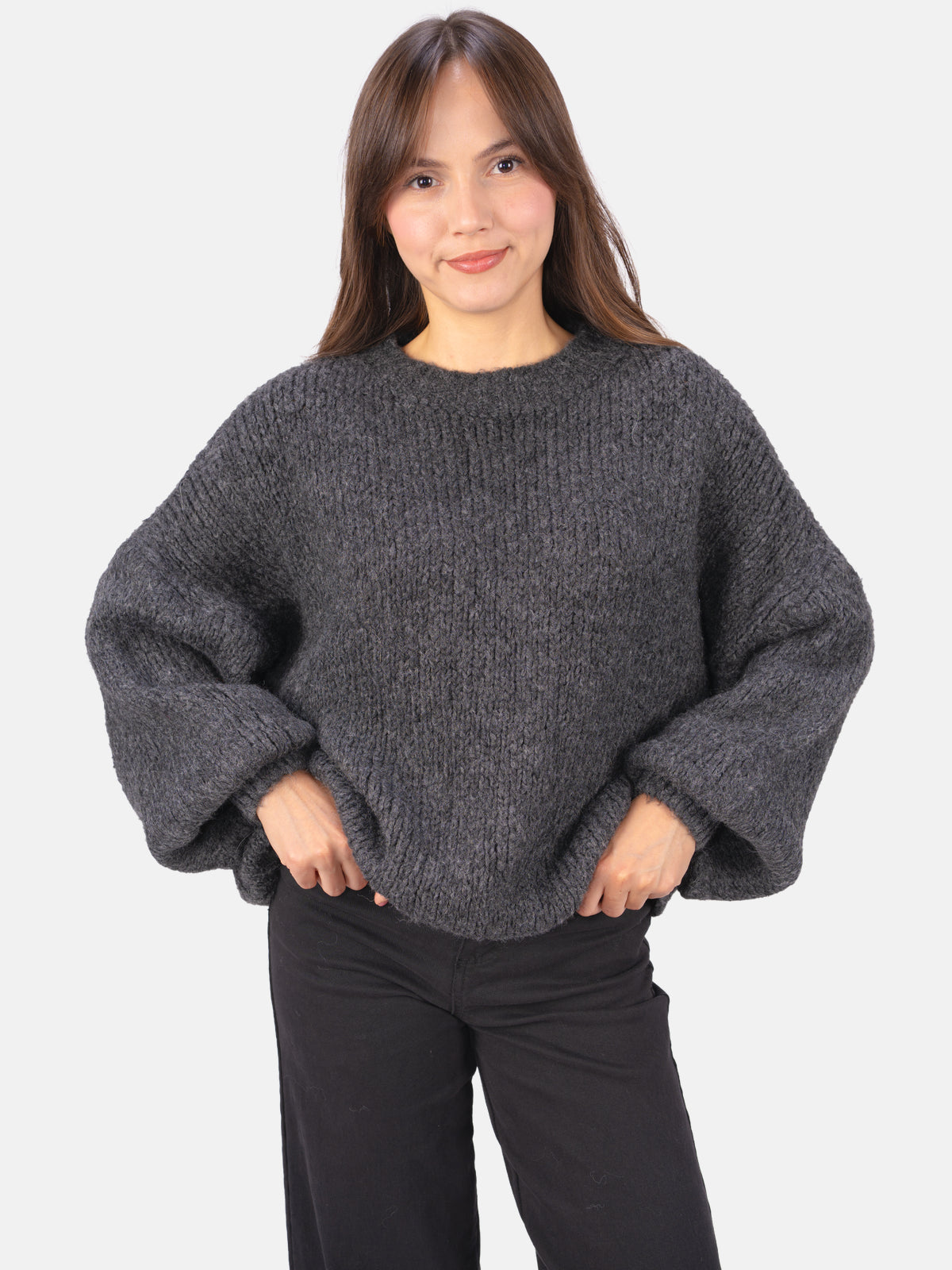 Strick Pullover aus Woll-Mix - Adelina in Schwarz #Farbe_Anthrazit