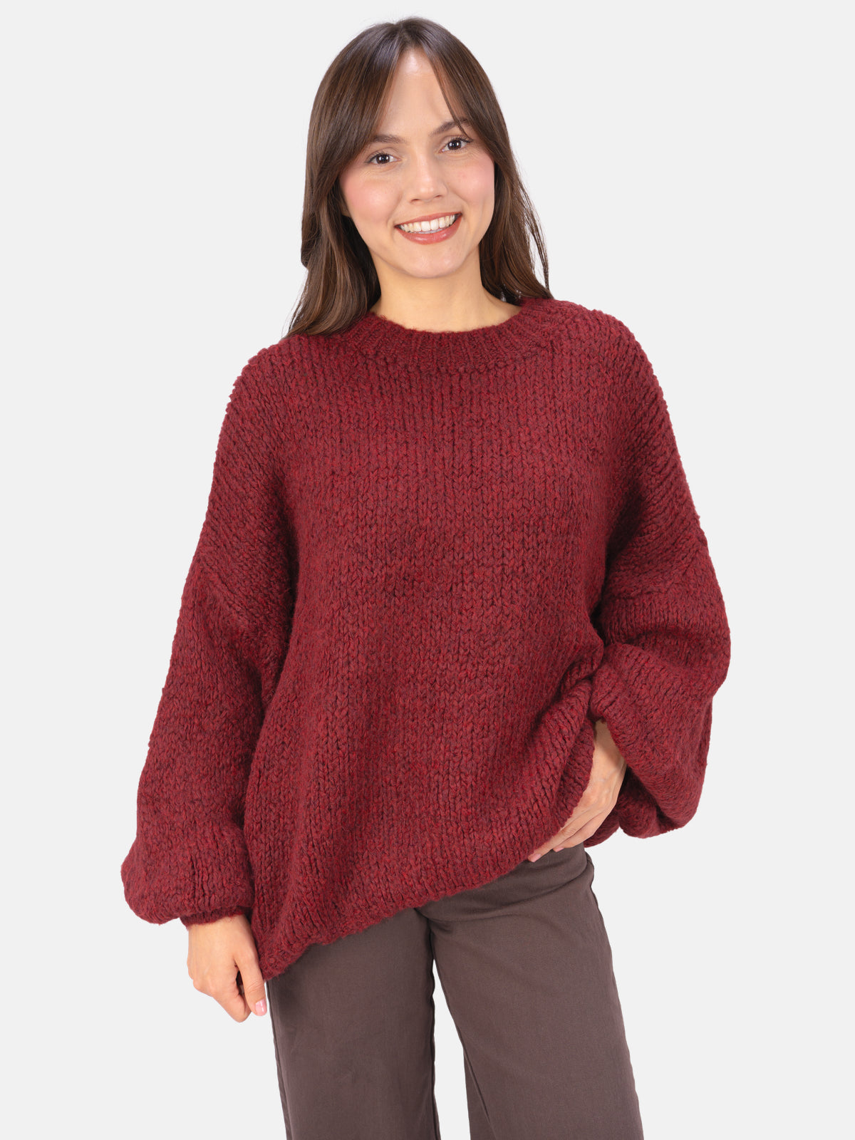 Strick Pullover aus Woll-Mix - Adelina in Schwarz #Farbe_Bordeaux
