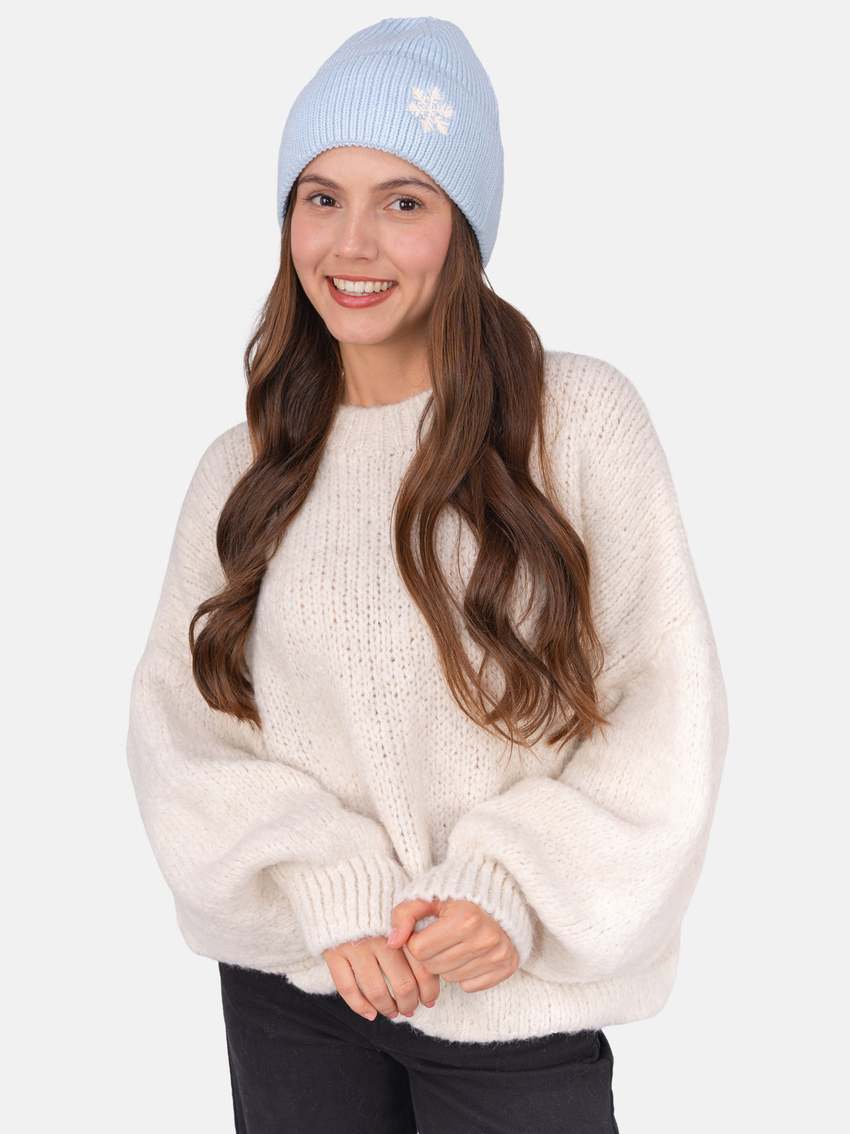 Beanie Mütze mit Schneeflocke #Farbe_Hellblau
