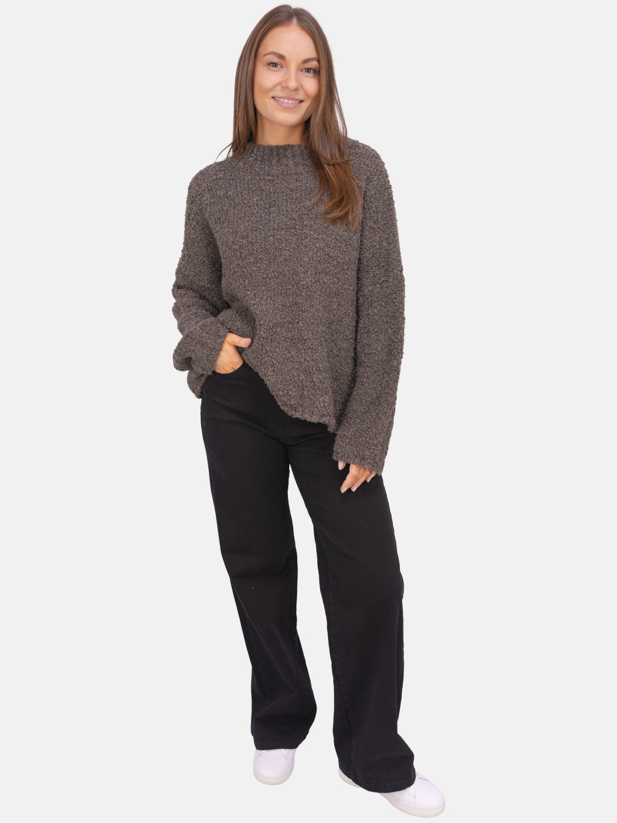 Strick Pullover aus Woll-Mix - Brooklyn in Dark Taupe #Farbe_Dark Taupe