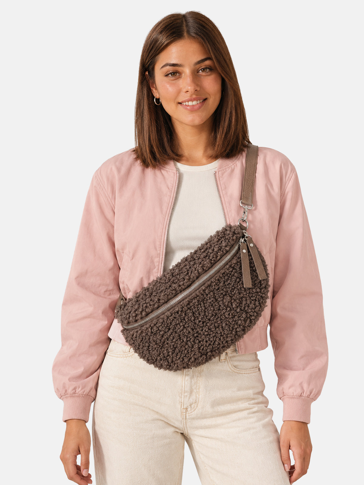 Stofftasche Crossbody Bag mittelgroß - Curly - mehrere Farben in Dark Taupe #Farbe_Dark Taupe