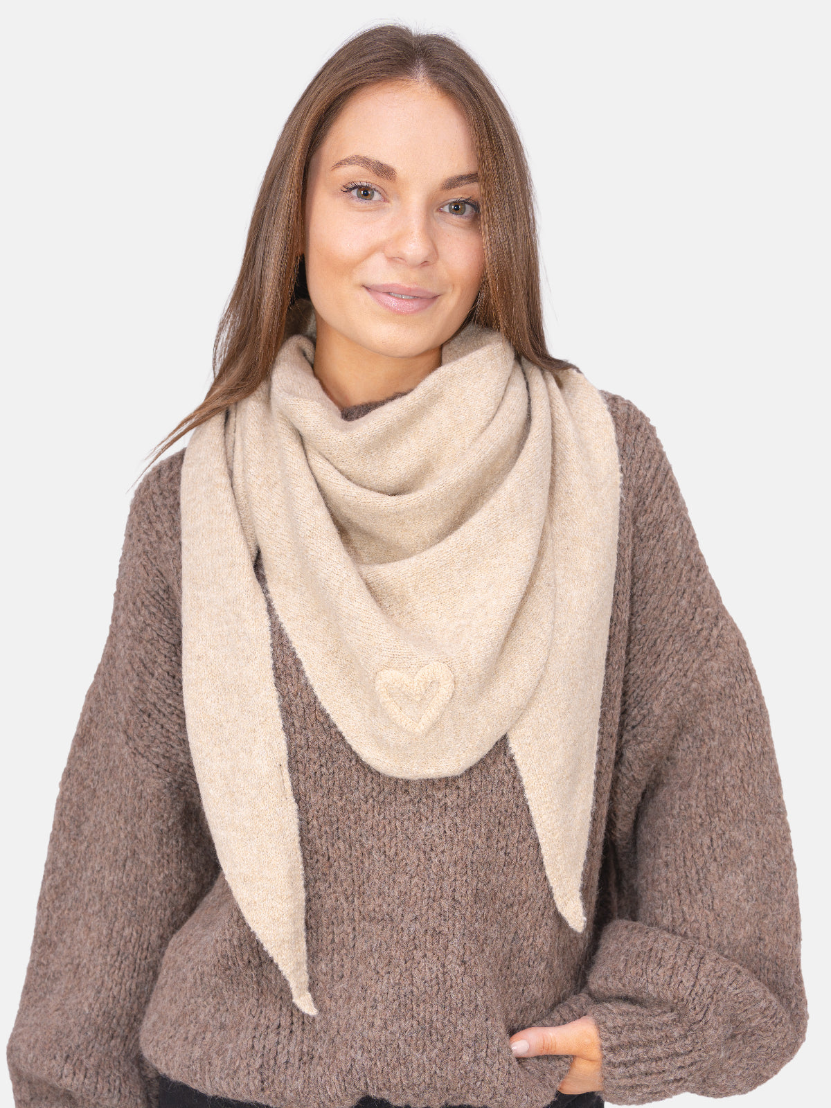 Dreieck Schal mit Herz Memphis #Farbe_Beige