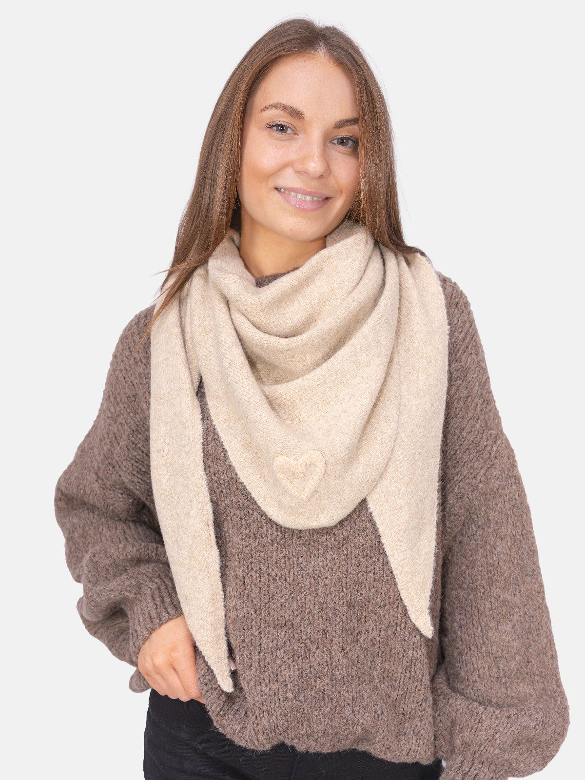 Dreieck Schal mit Herz Memphis #Farbe_Beige