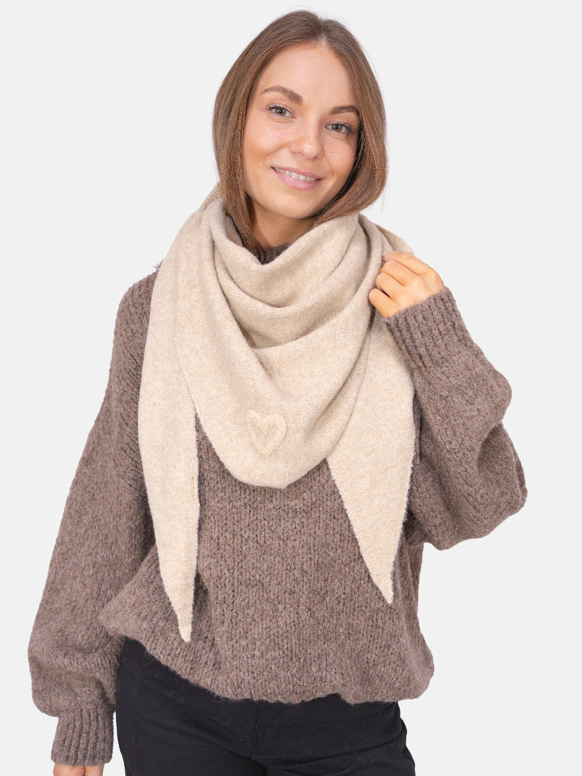 Dreieck Schal mit Herz Memphis #Farbe_Beige