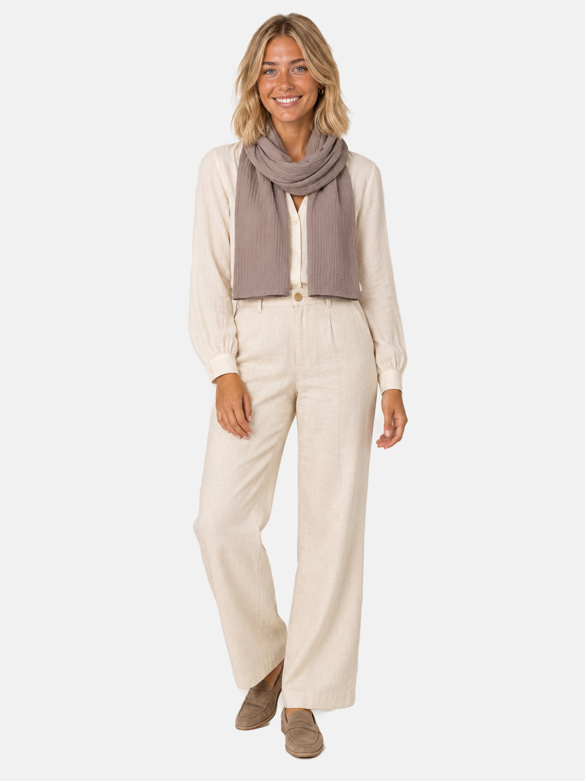 Musselin Schal Rechteck Uni #Farbe_Taupe