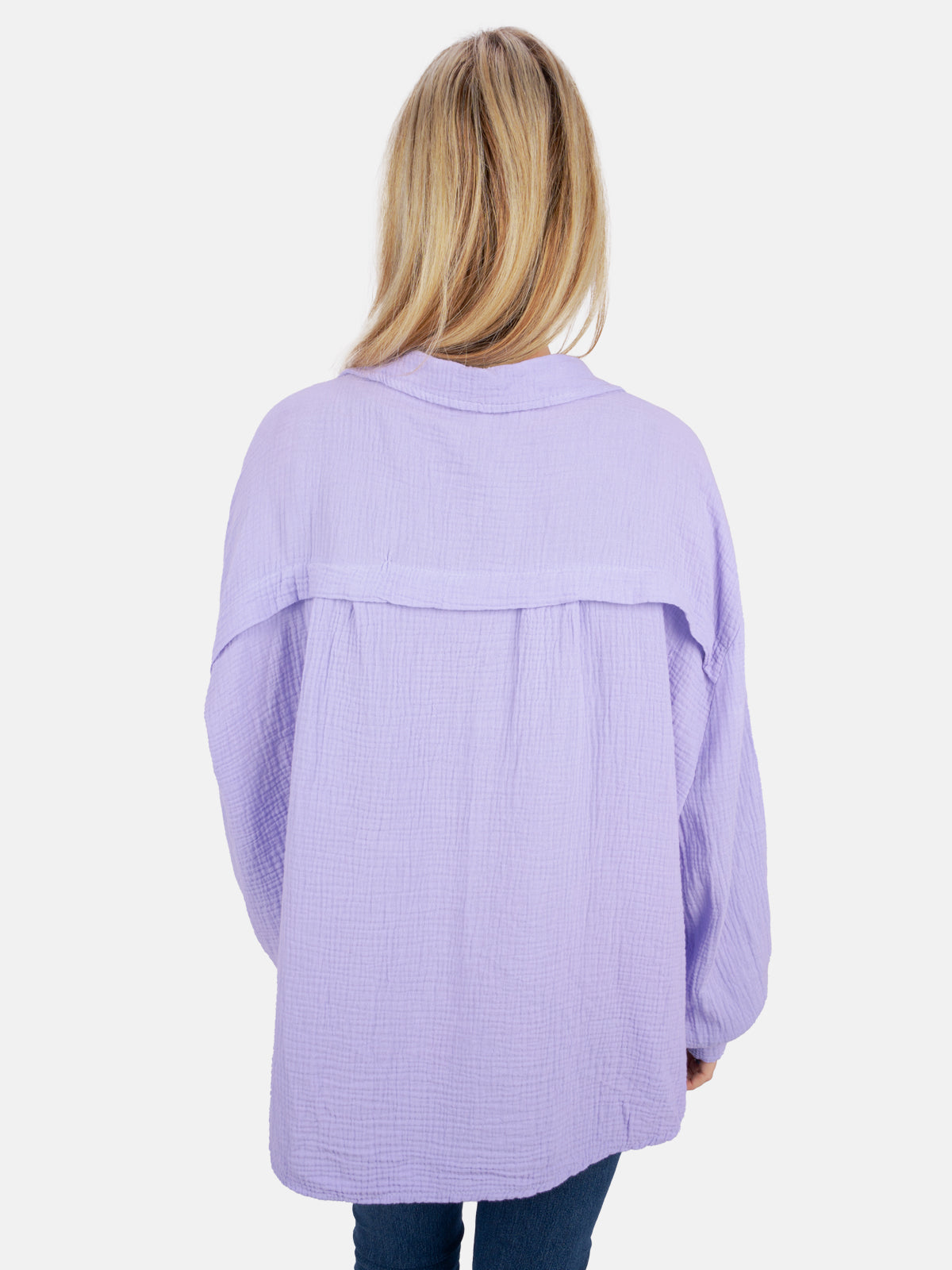 Kurze Musselin Hemdbluse mit Knöpfen - flieder - Sasha