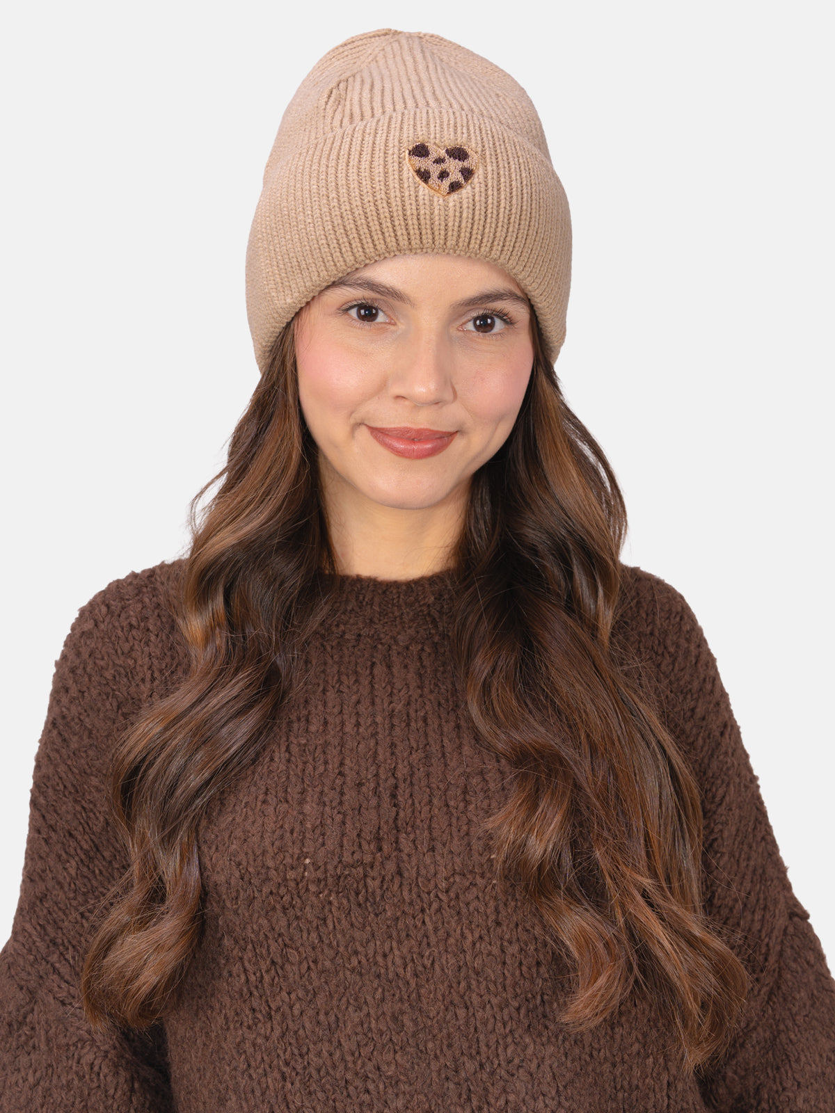 Damen Mütze mit Herz - Zoe in Espresso #Farbe_Beige