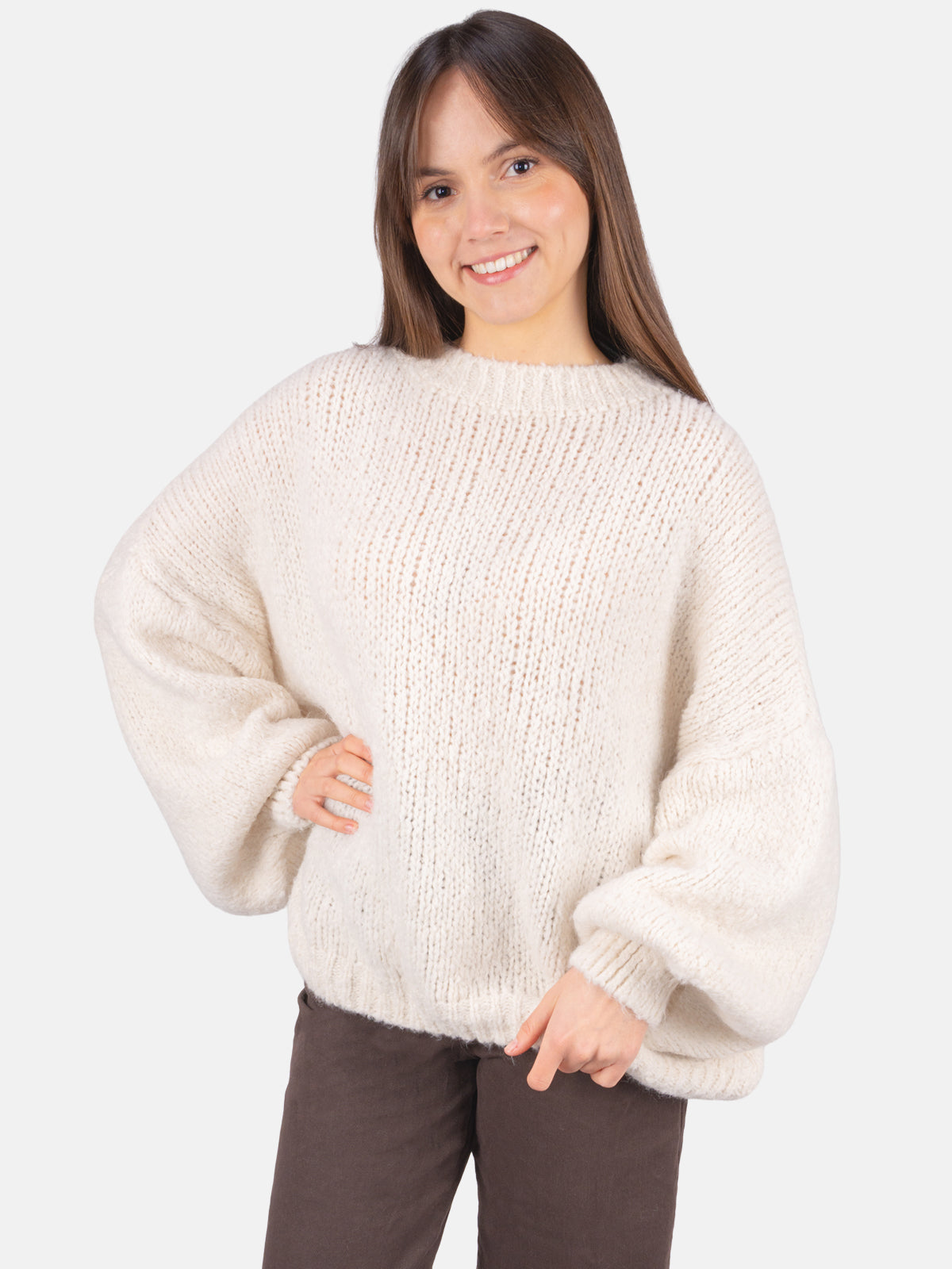 Strick Pullover aus Woll-Mix - Adelina in Creme #Farbe_Creme