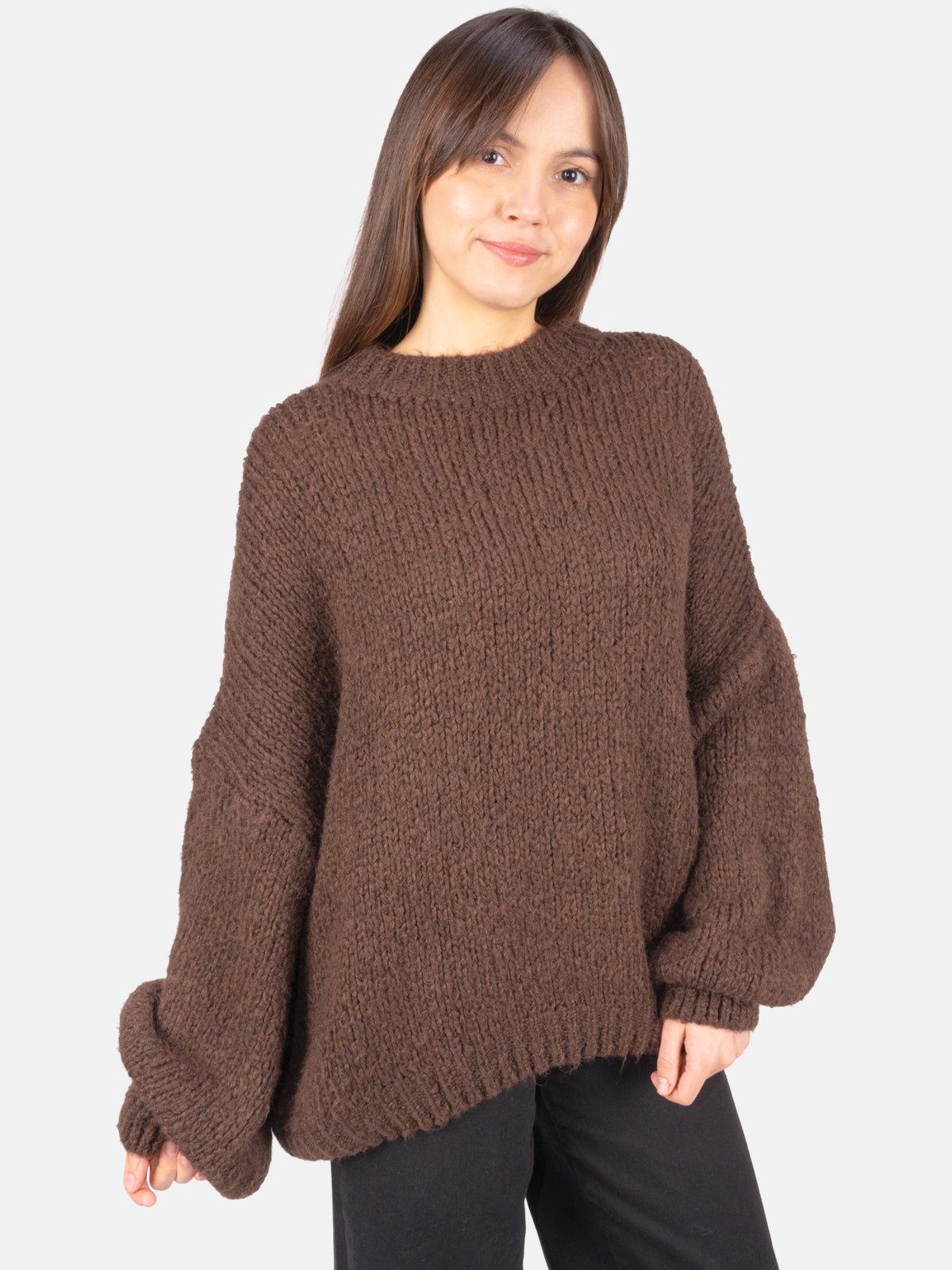 Strick Pullover aus Woll-Mix - Adelina in Mokka #Farbe_Mokka