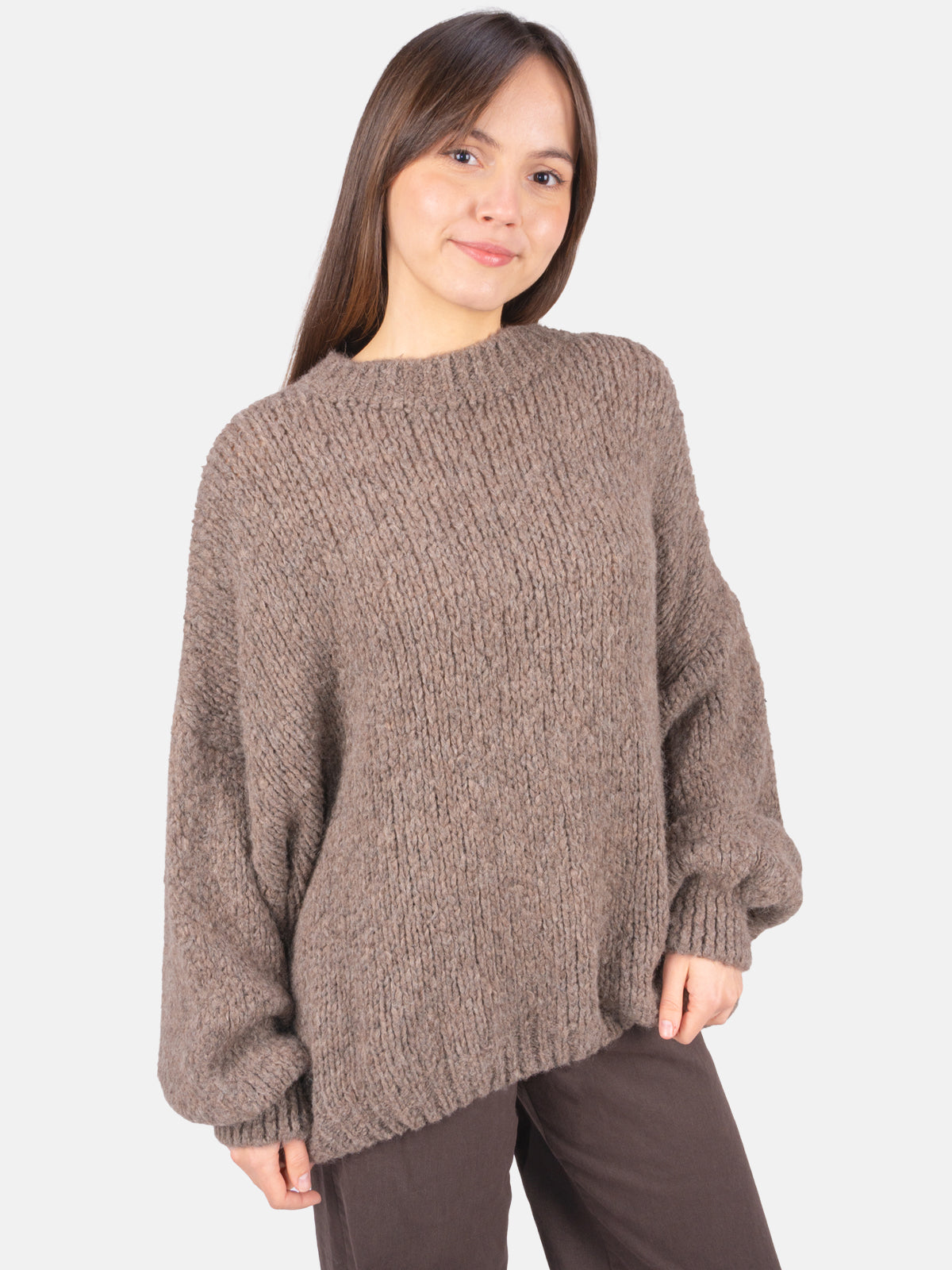 Strick Pullover aus Woll-Mix - Adelina in Dark Taupe #Farbe_Dark Taupe