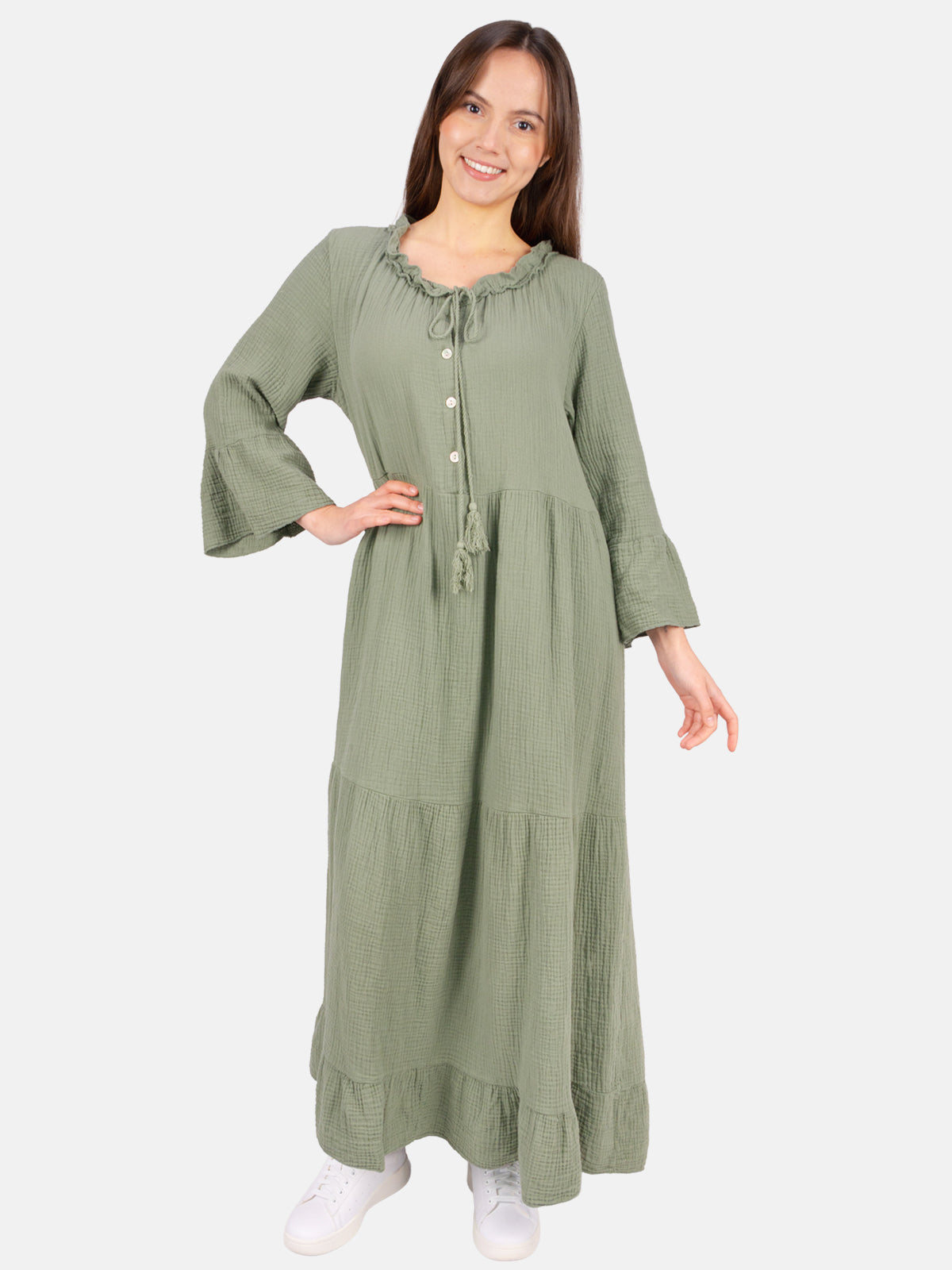 Musselin Boho Maxikleid Amara