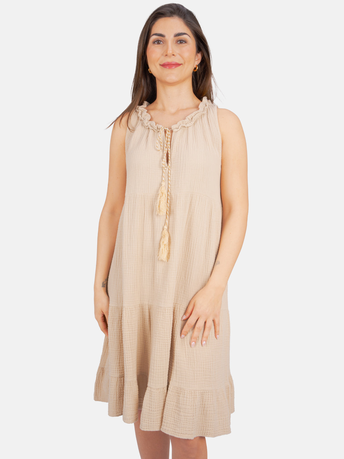 Musselin Kleid mit Tasseln - Buki