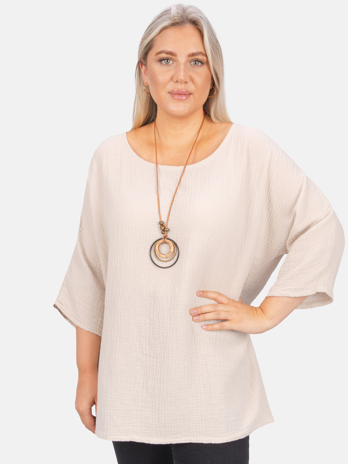 Musselin Bluse Halbarm Oversized - Vanessa