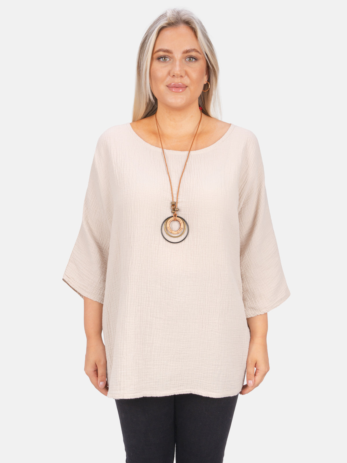 Musselin Bluse Halbarm Oversized - Vanessa