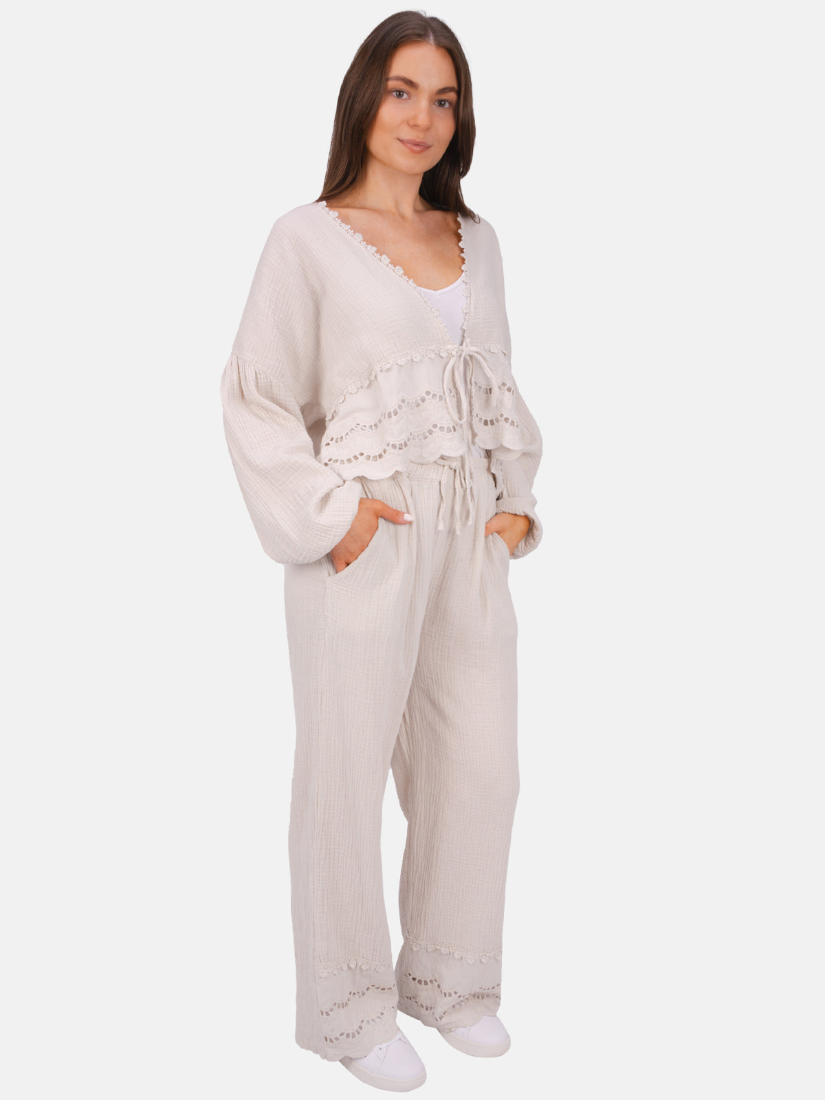 Musselinhose mit Lockstrickerei - Ines