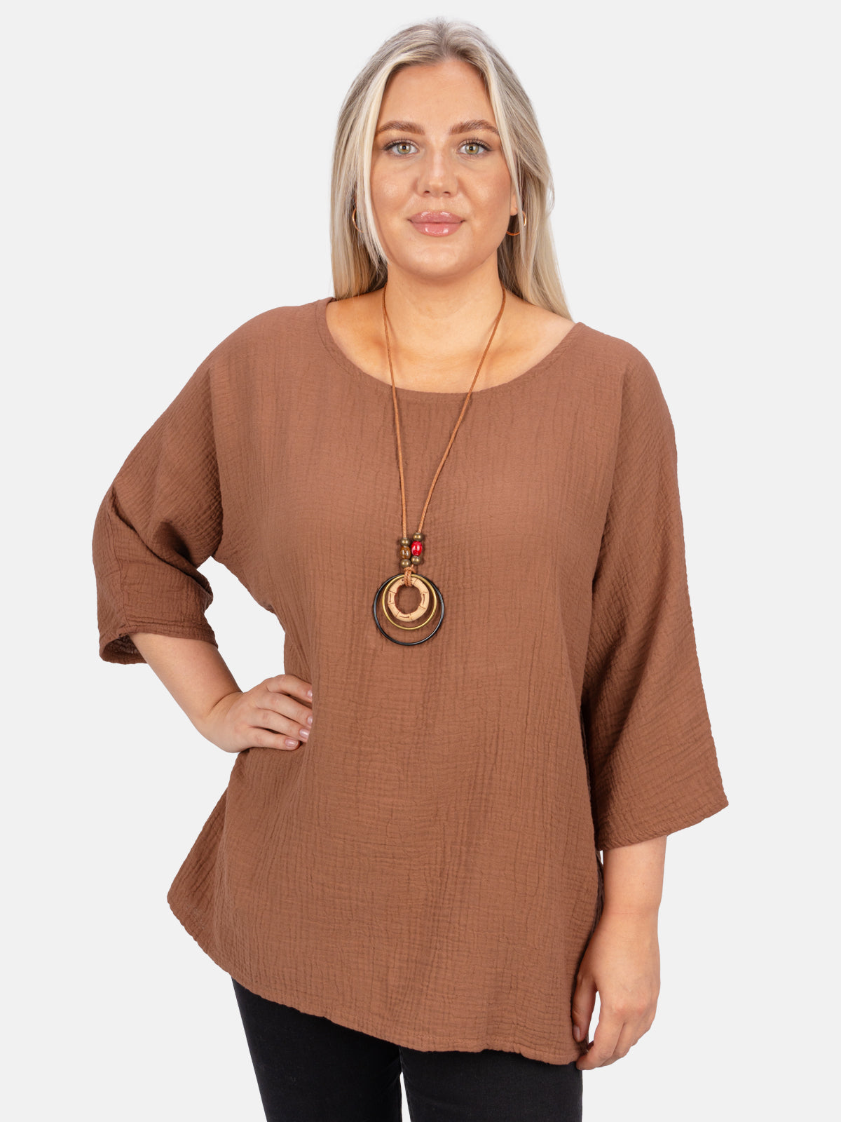 Musselin Bluse Halbarm Oversized - Vanessa
