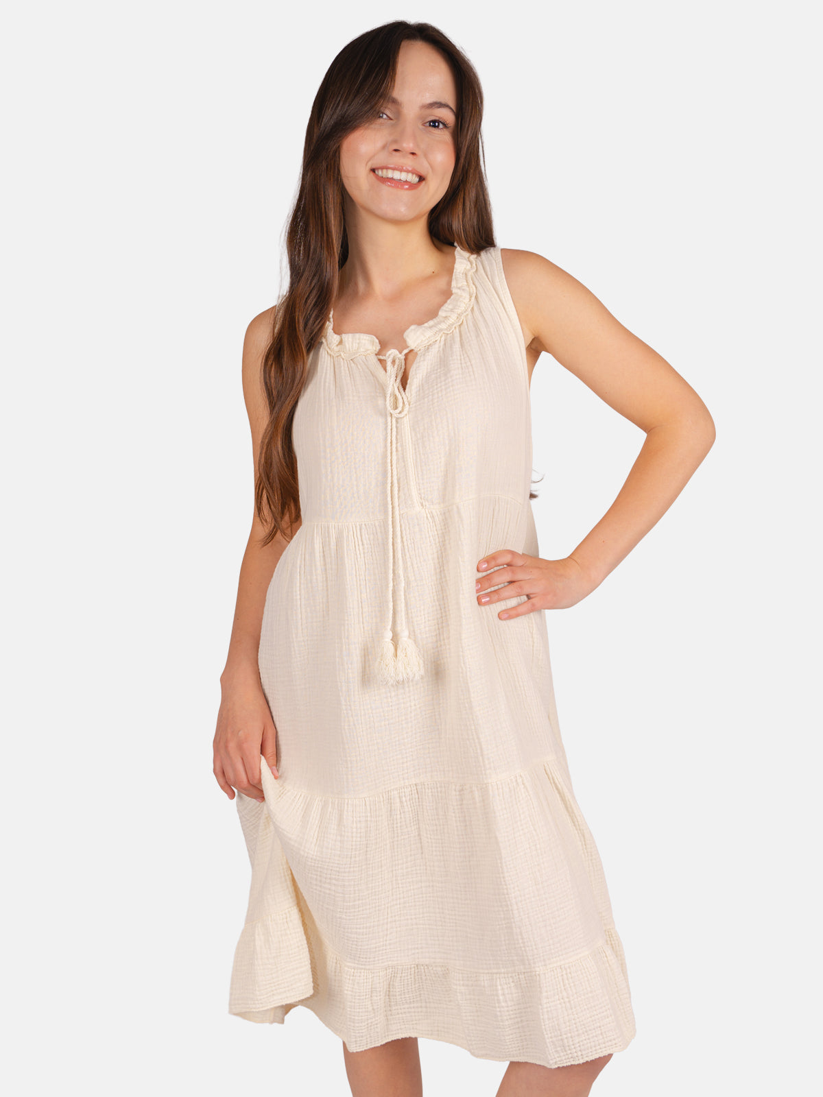 Musselin Kleid mit Tasseln - Buki