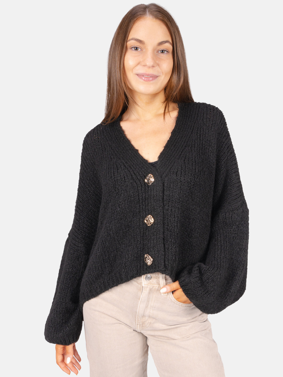 Damen Cardigan kurz mit Knopfverschluss - Jojo