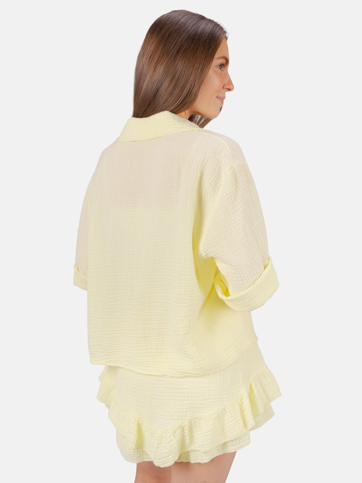 Kurze Musselin Bluse mit Tasche - Celina