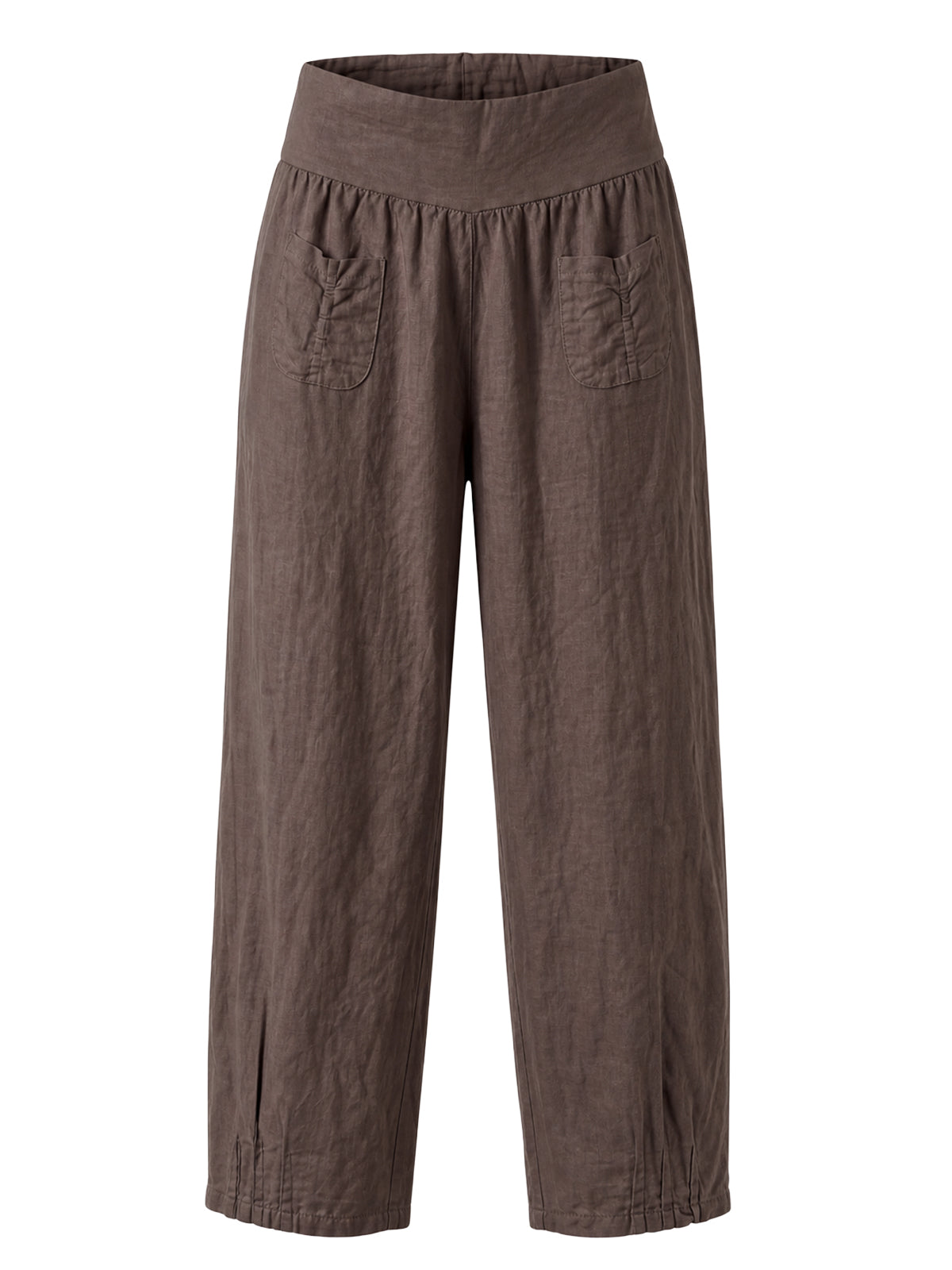 Lockere Damen Leinenhose - mokka - Clara