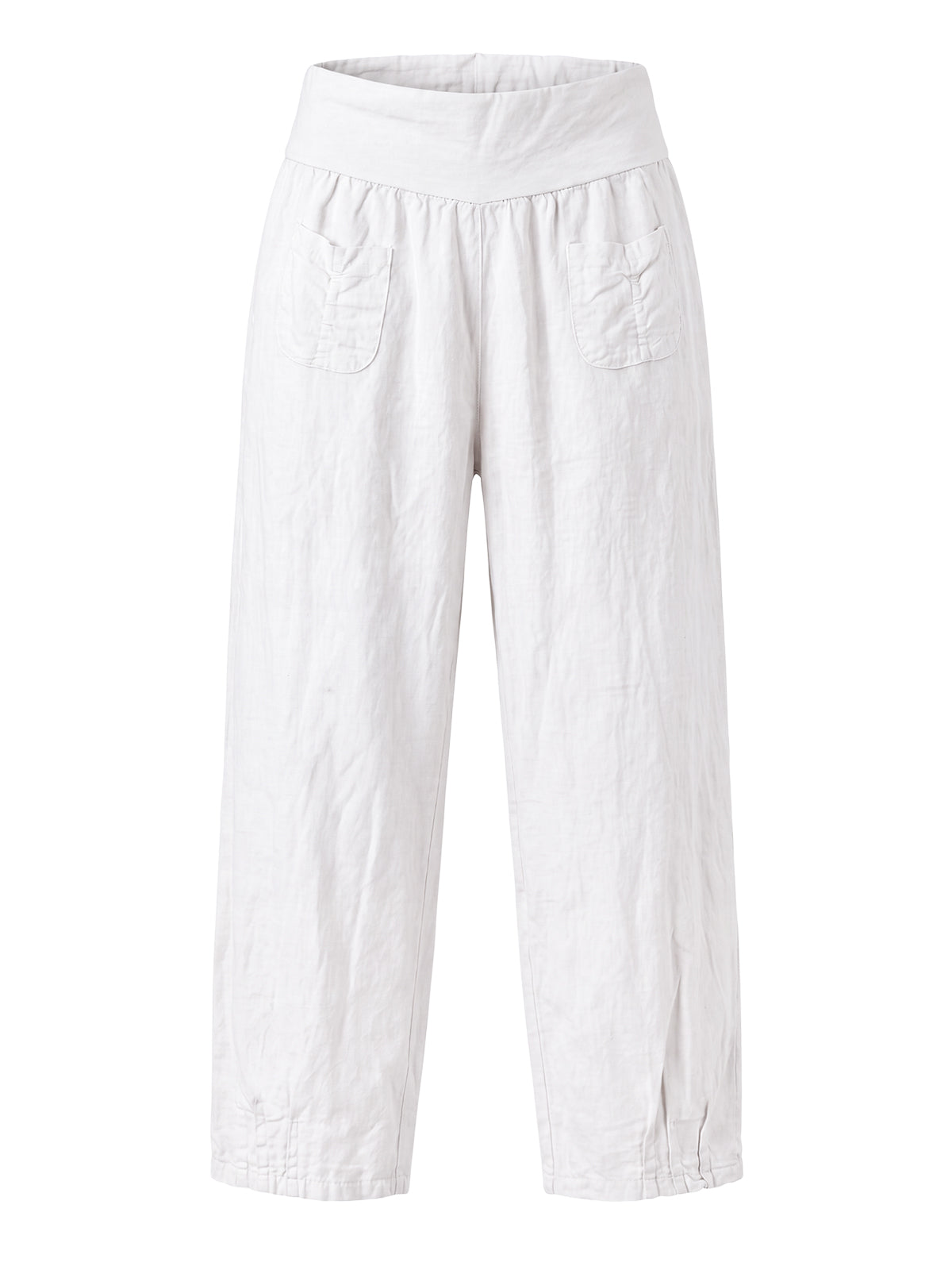 Lockere Damen Leinenhose - weiß - Clara