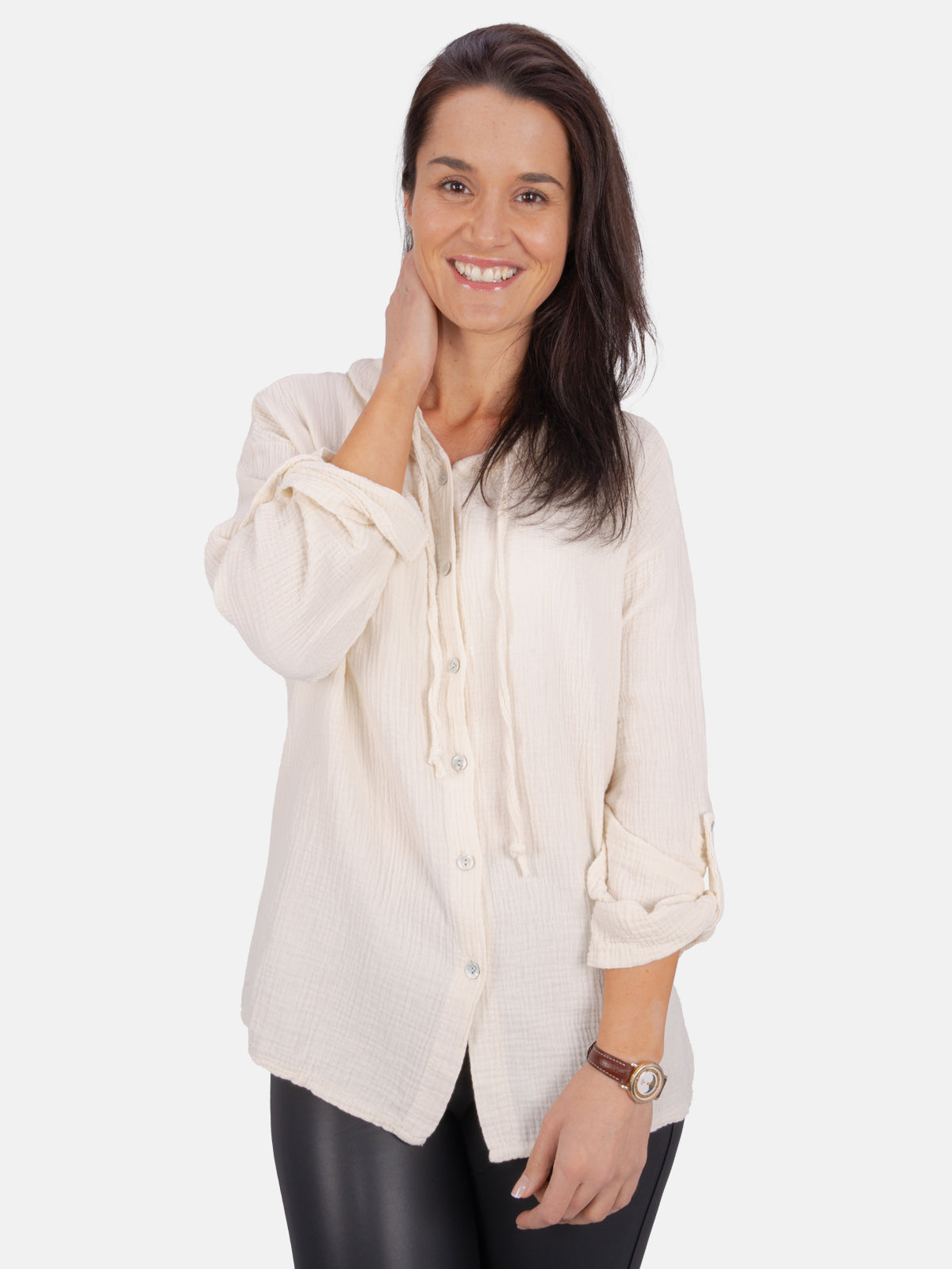 Musselin Bluse mit Kapuze - Camila