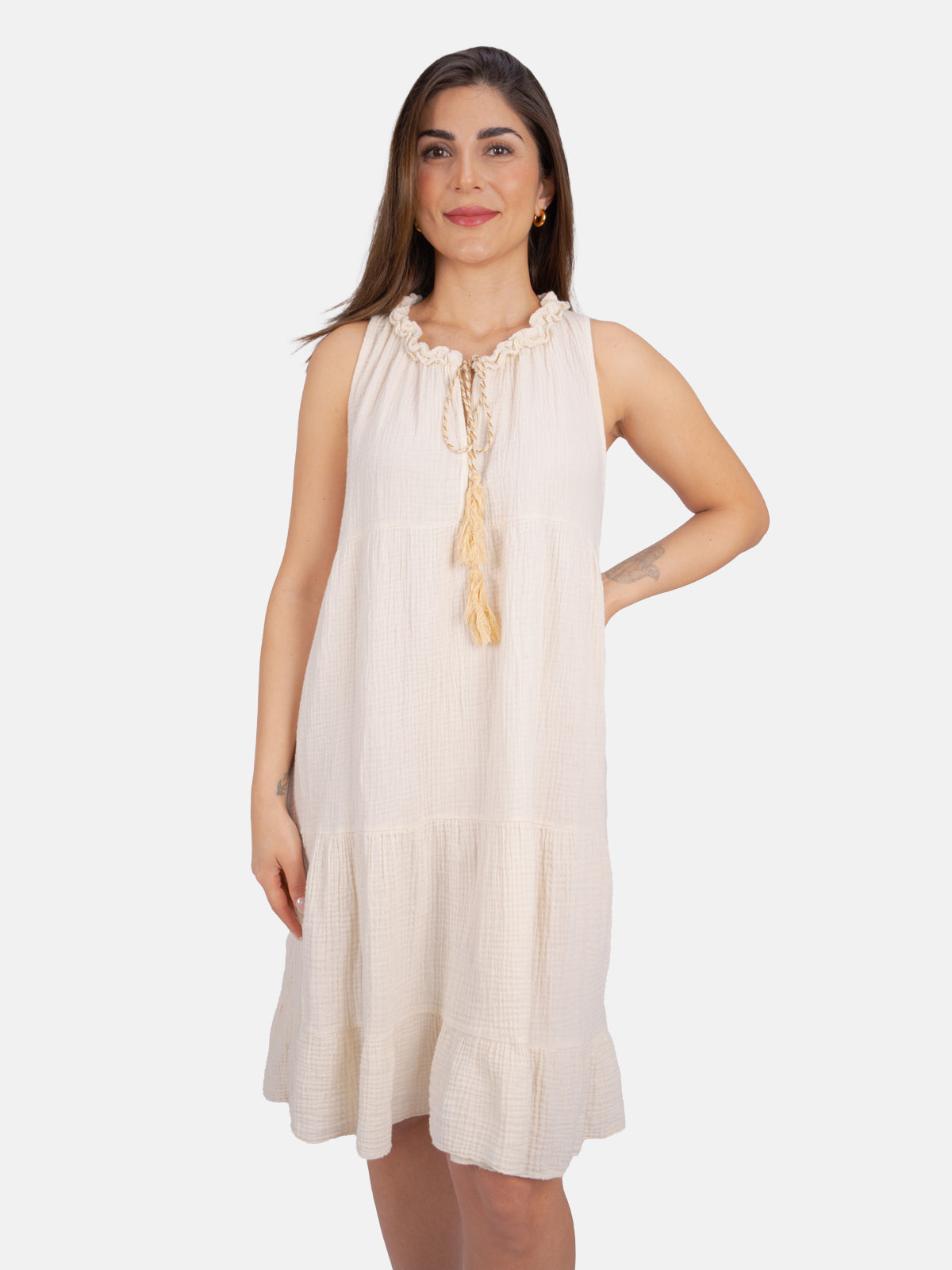 Musselin Kleid mit Tasseln - Buki