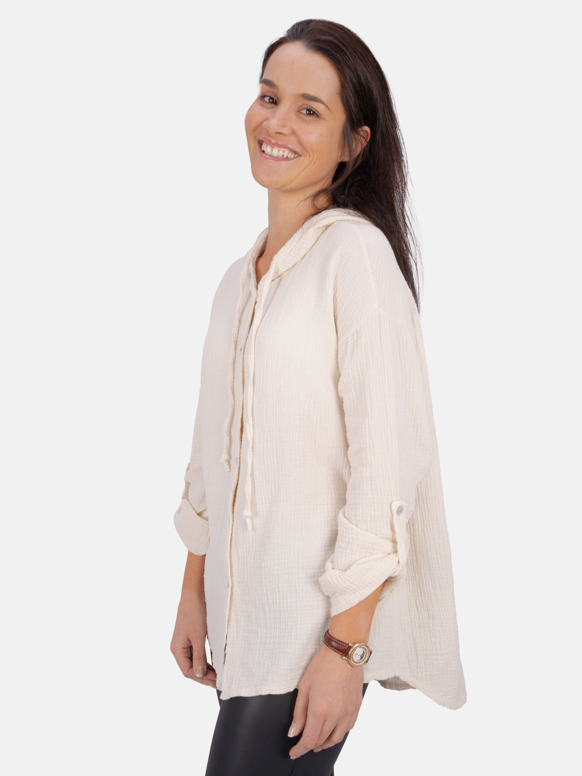 Musselin Bluse mit Kapuze - Camila