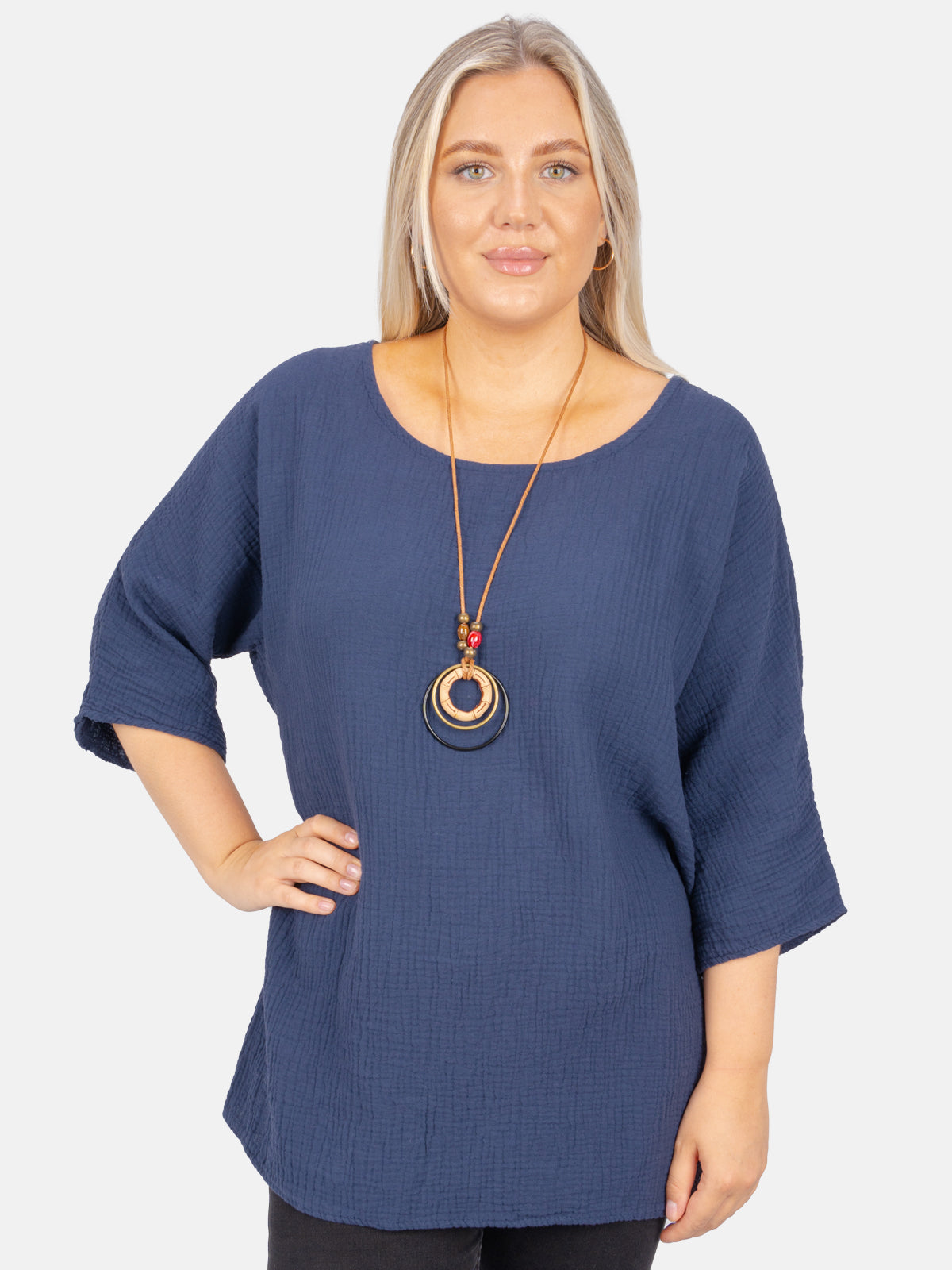 Musselin Bluse Halbarm Oversized - Vanessa