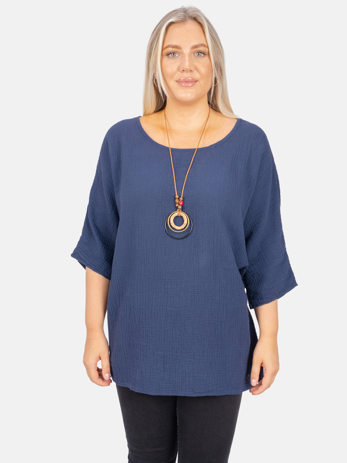 Musselin Bluse Halbarm Oversized - Vanessa