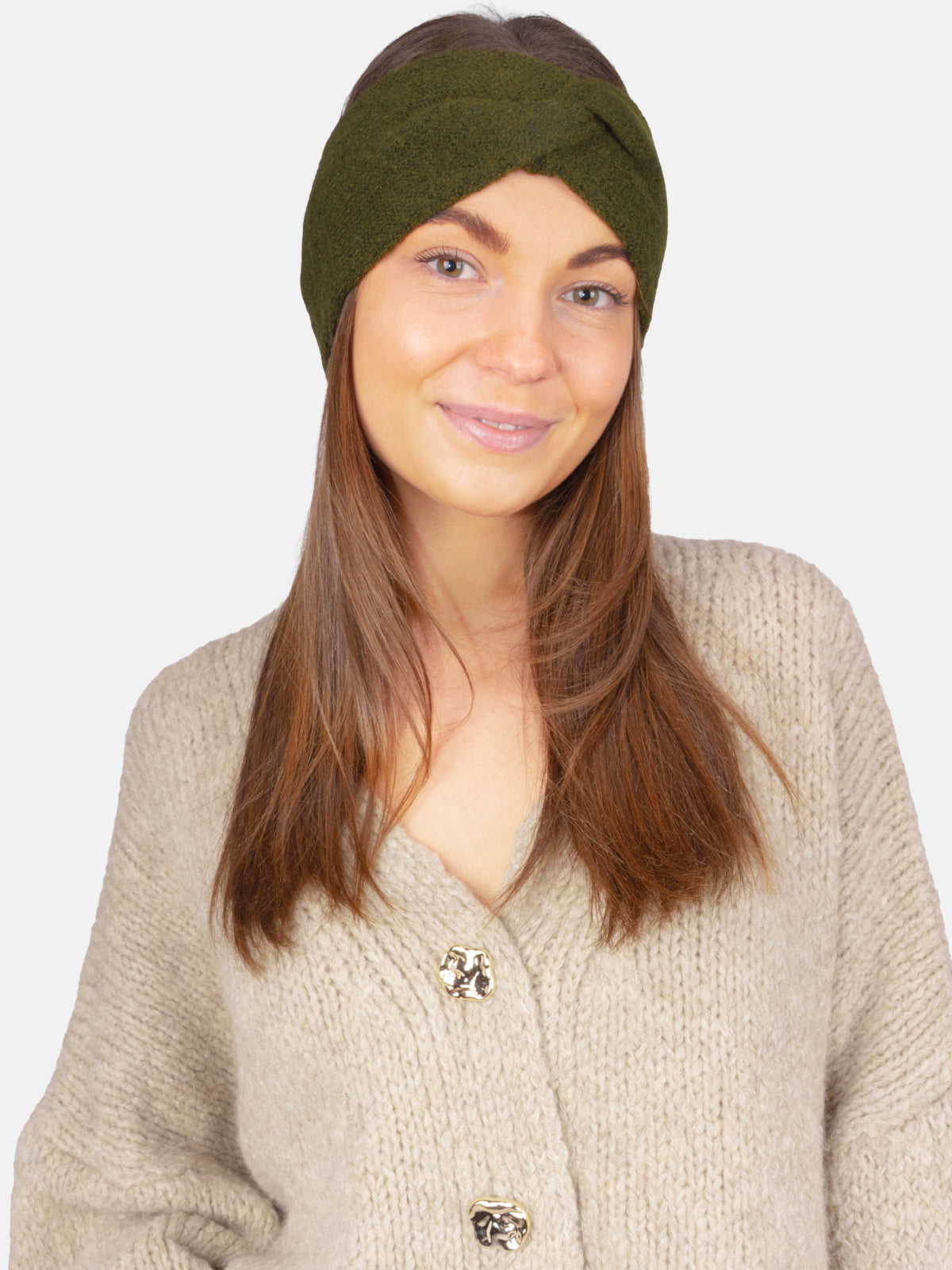 Damen Stirnband Uni - Fiona in Army Grün #Farbe_Army Grün