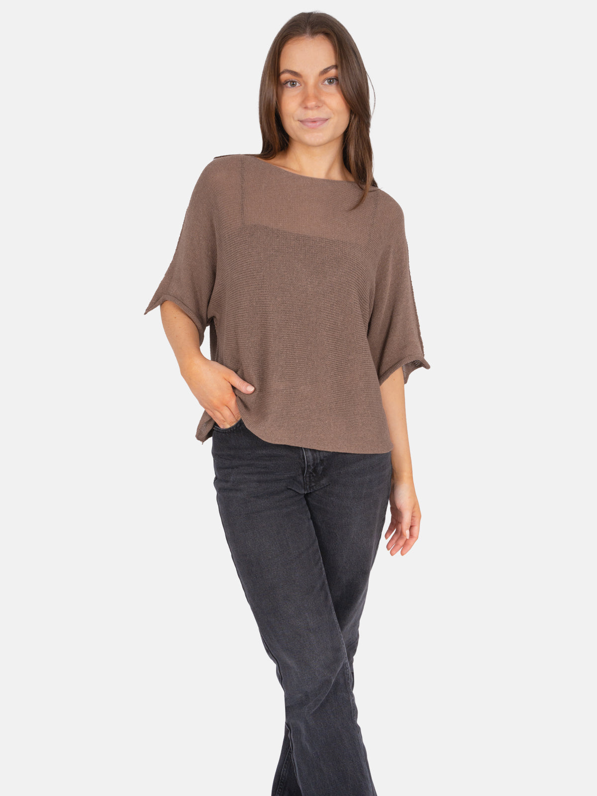 Dünner Lochstrick Pullover/ T-Shirt - Fleur
