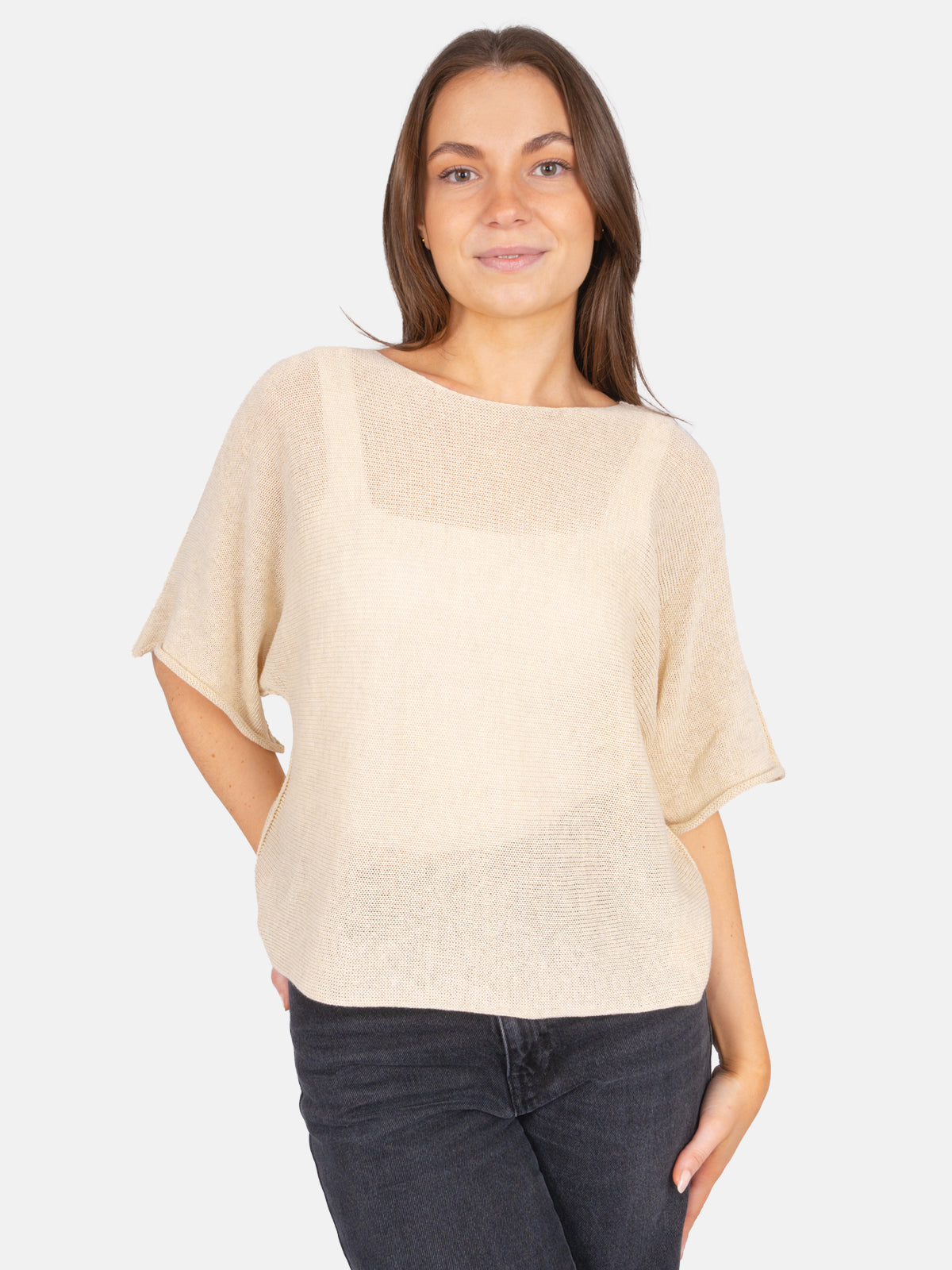 Dünner Lochstrick Pullover/ T-Shirt - Fleur