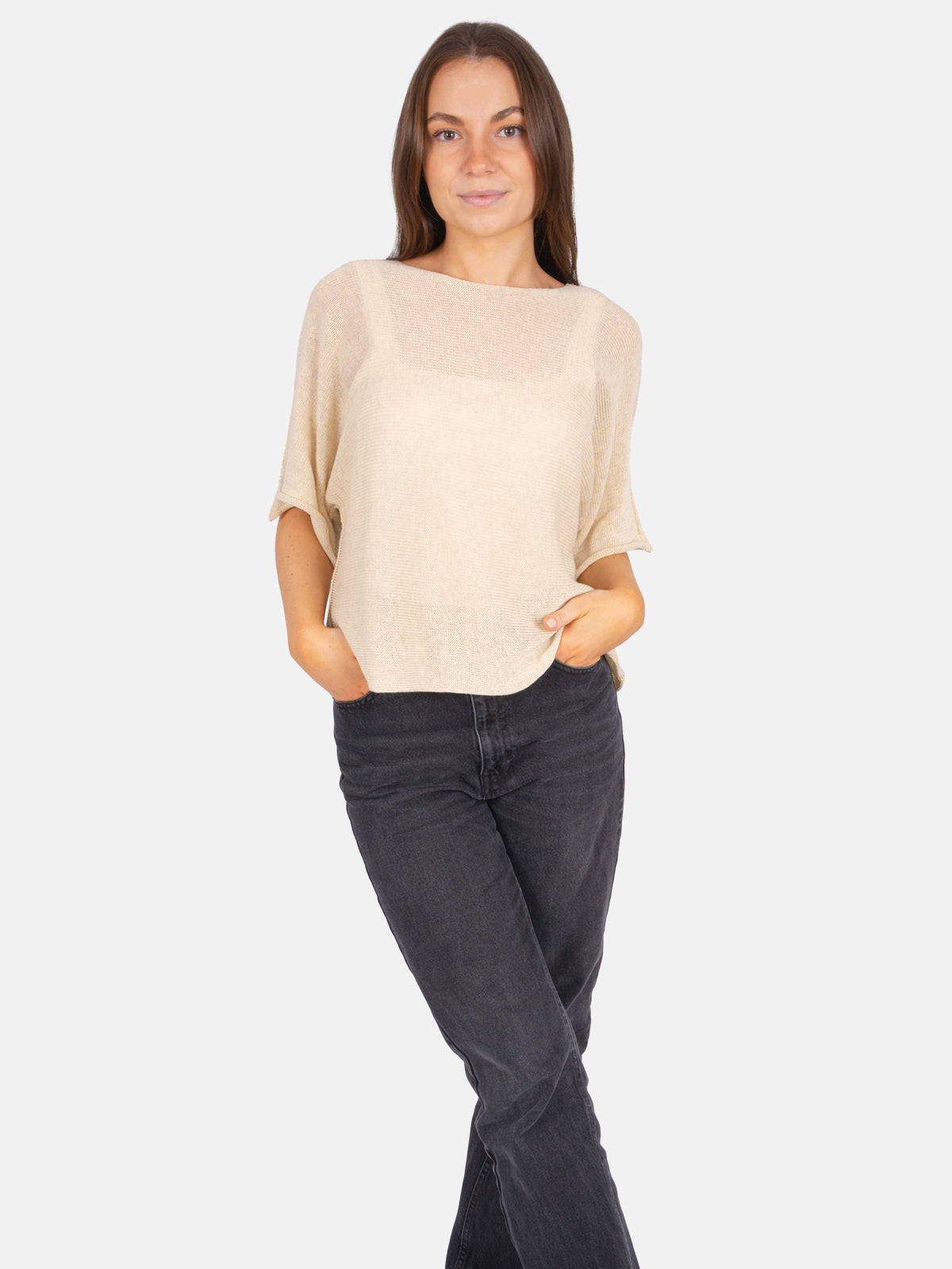Dünner Lochstrick Pullover/ T-Shirt - Fleur