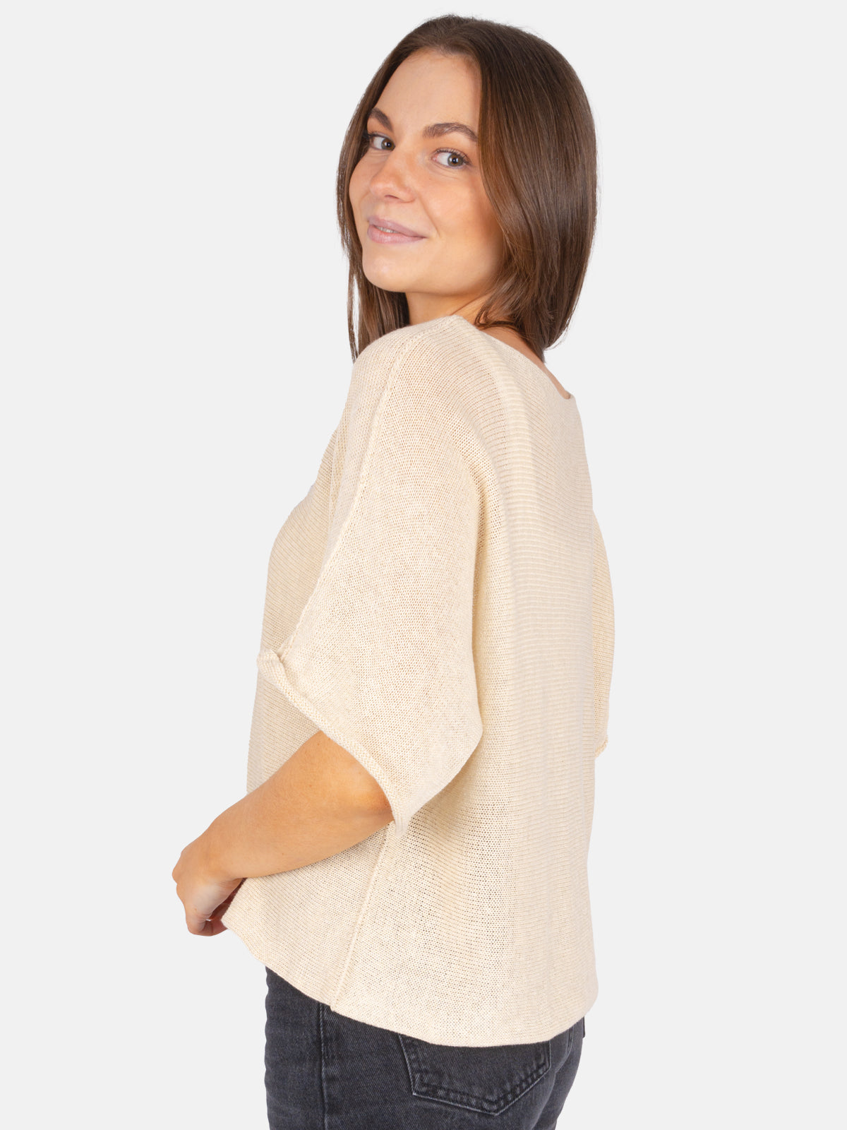 Dünner Lochstrick Pullover/ T-Shirt - Fleur