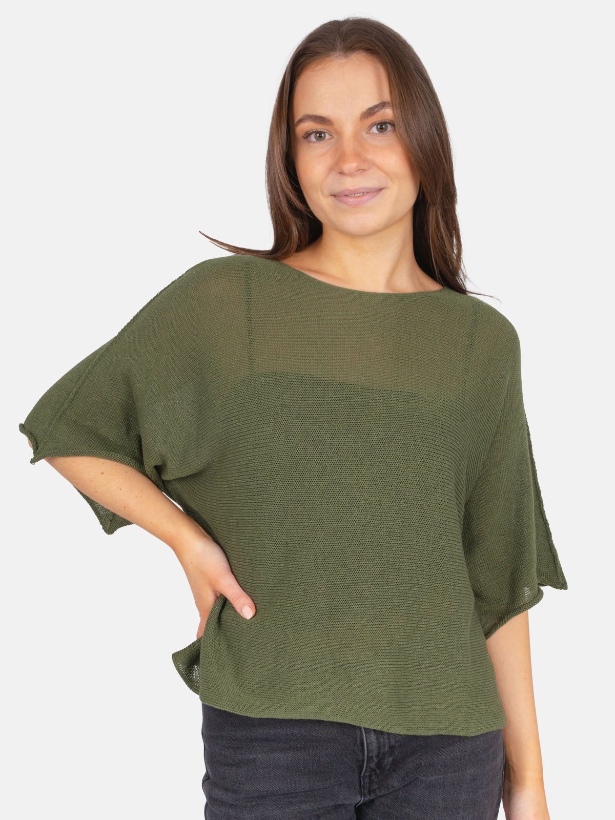 Dünner Lochstrick Pullover/ T-Shirt - Fleur