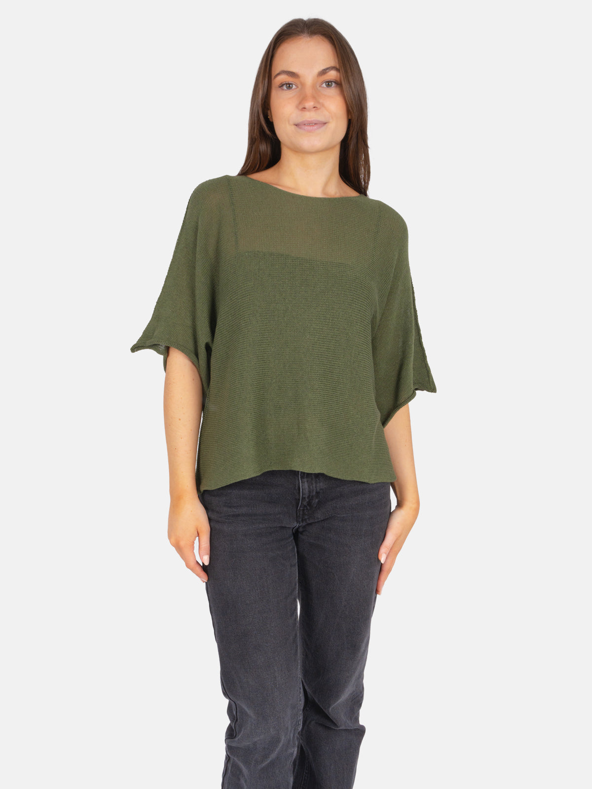 Dünner Lochstrick Pullover/ T-Shirt - Fleur