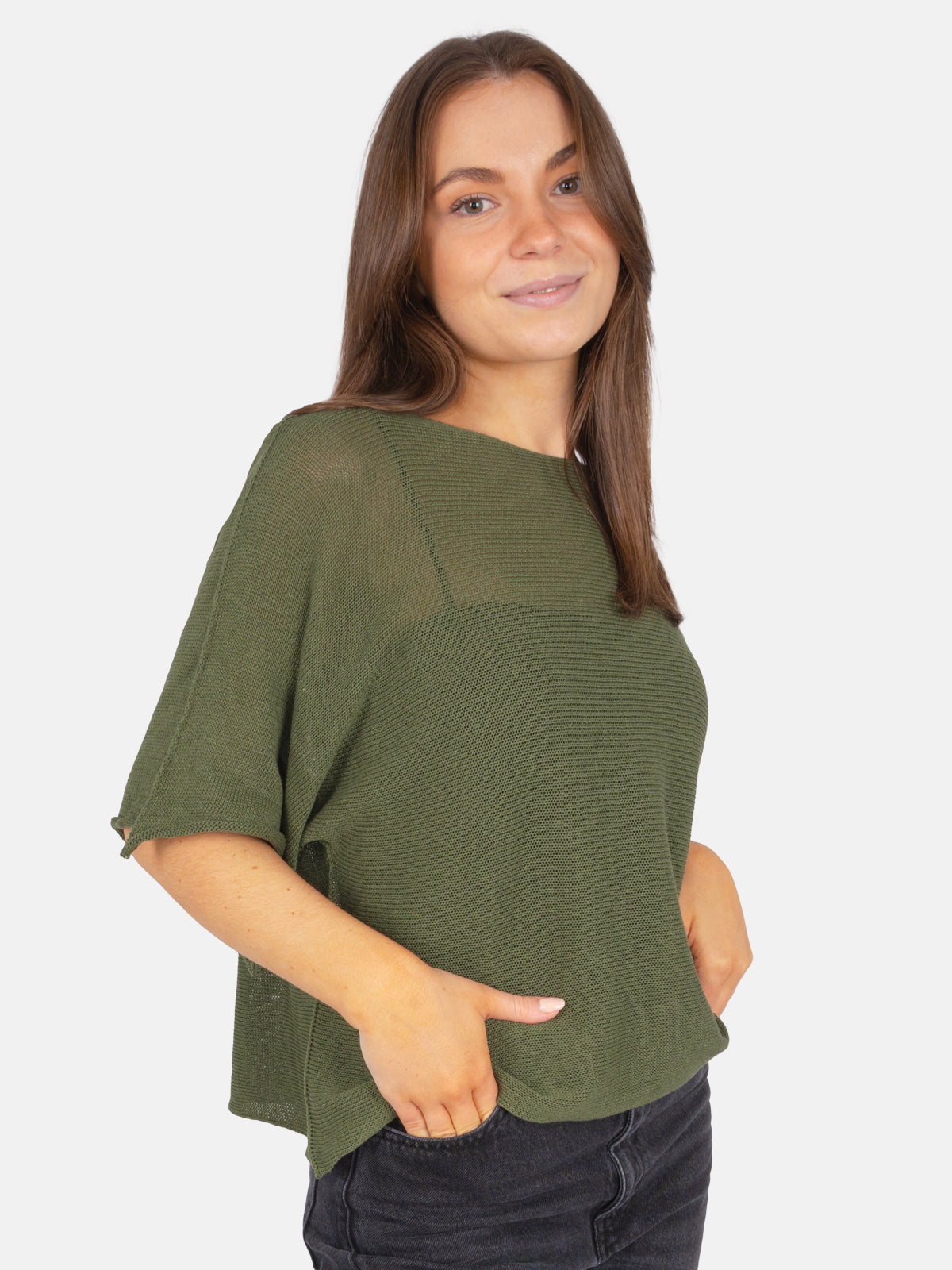 Dünner Lochstrick Pullover/ T-Shirt - Fleur
