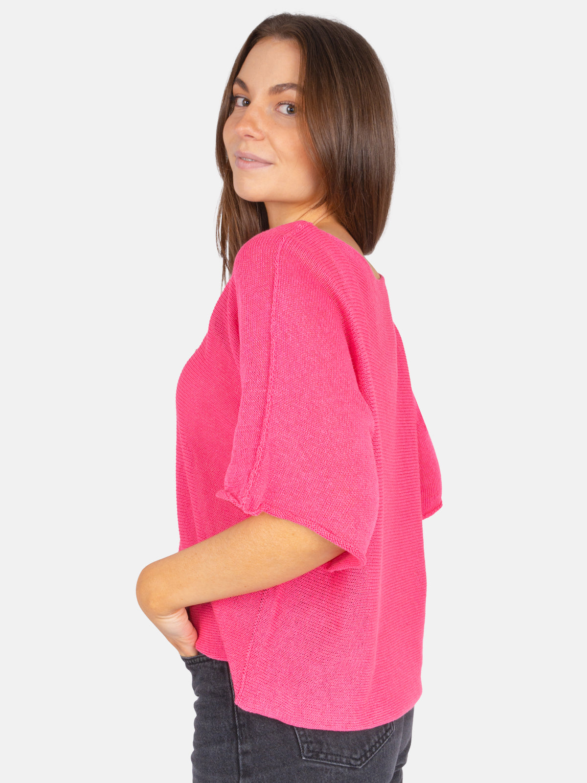 Dünner Lochstrick Pullover/ T-Shirt - Fleur