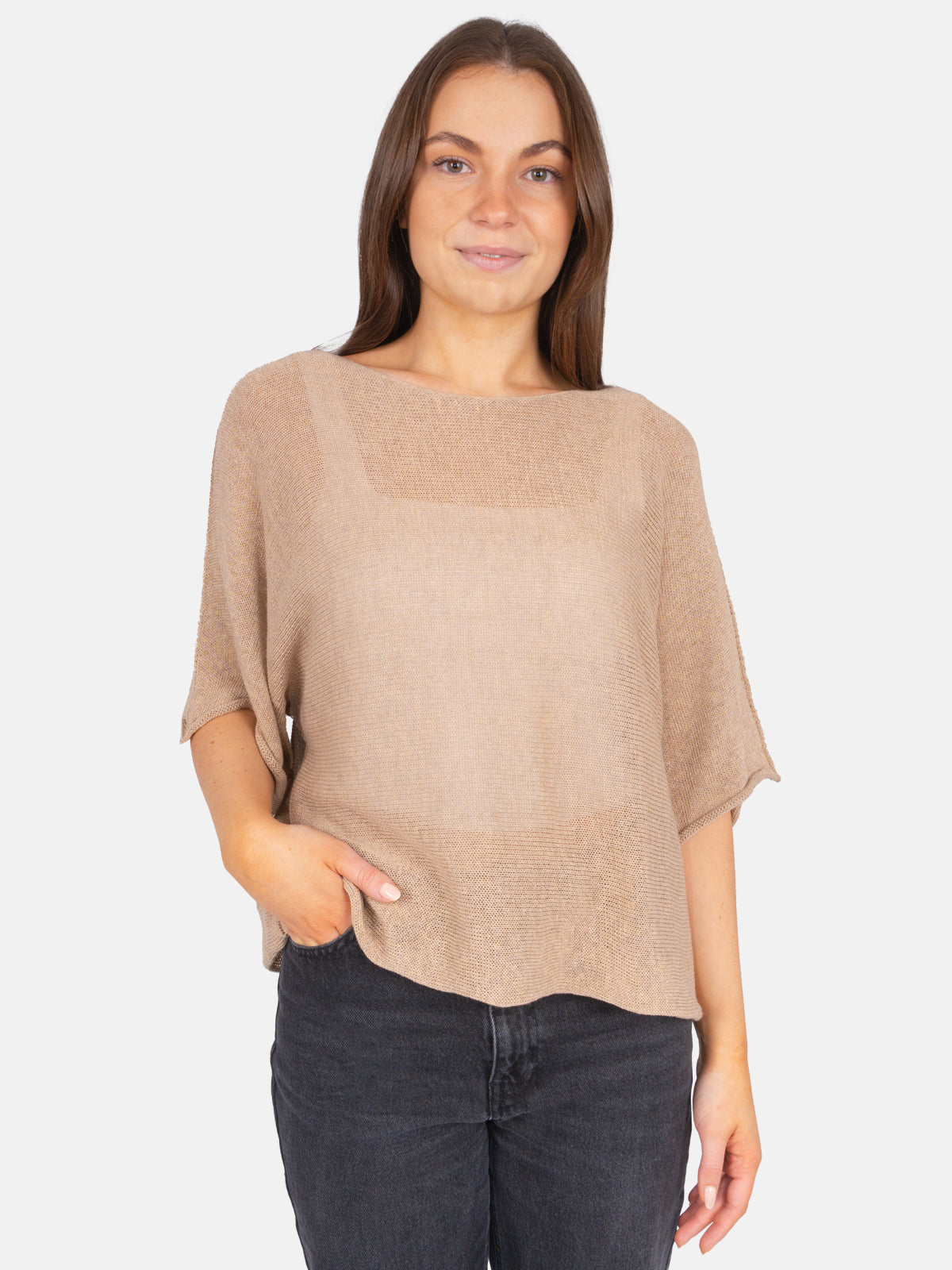 Dünner Lochstrick Pullover/ T-Shirt - Fleur