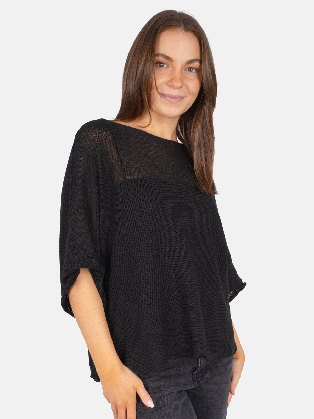 Dünner Lochstrick Pullover/ T-Shirt - Fleur