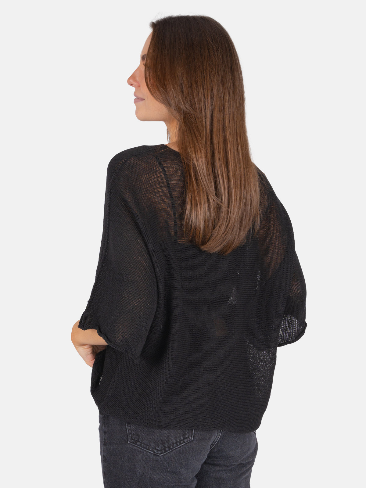 Dünner Lochstrick Pullover/ T-Shirt - Fleur