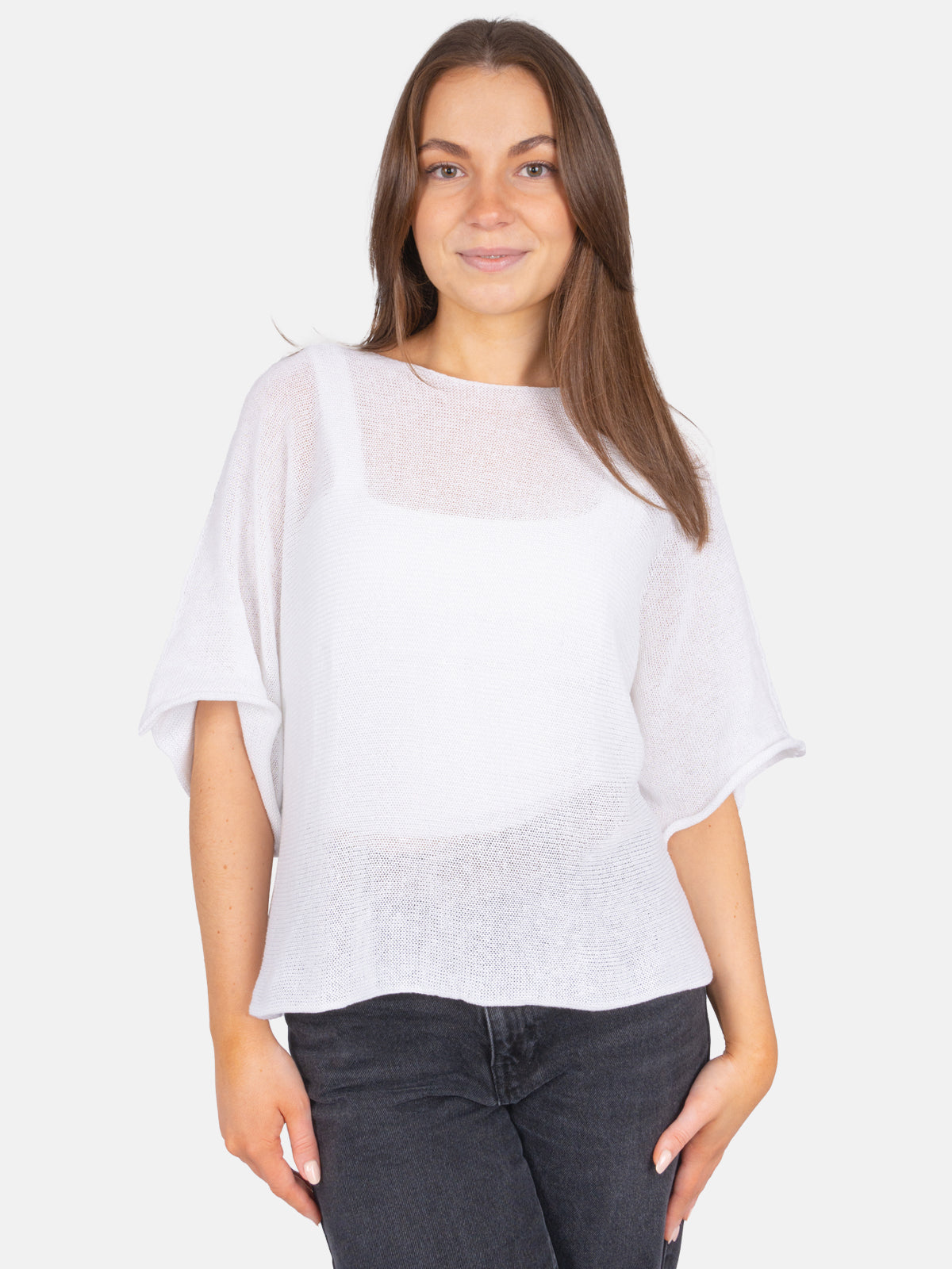 Dünner Lochstrick Pullover/ T-Shirt - Fleur