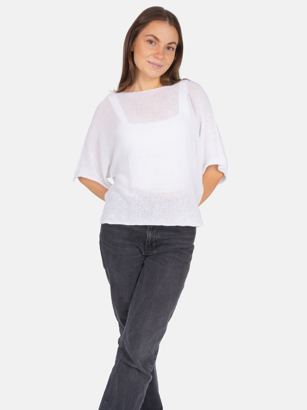 Dünner Lochstrick Pullover/ T-Shirt - Fleur