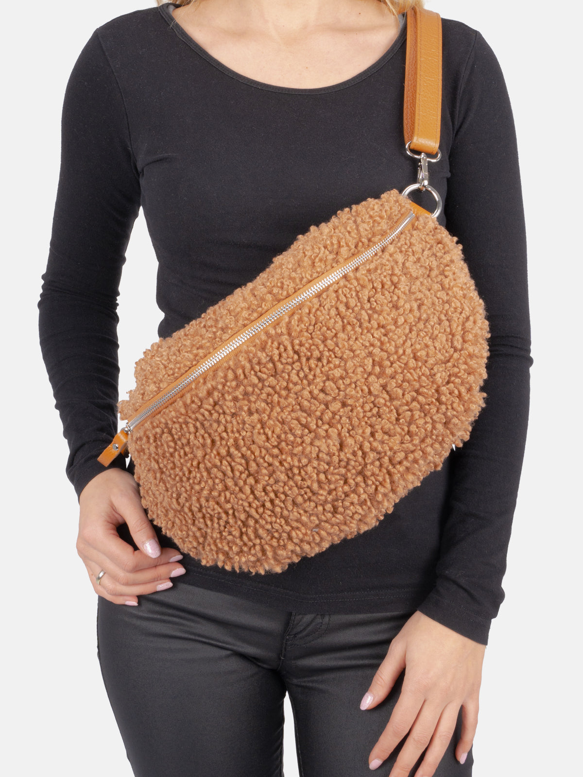 Stofftasche Crossbody Bag Size L - cognac - Fluffy