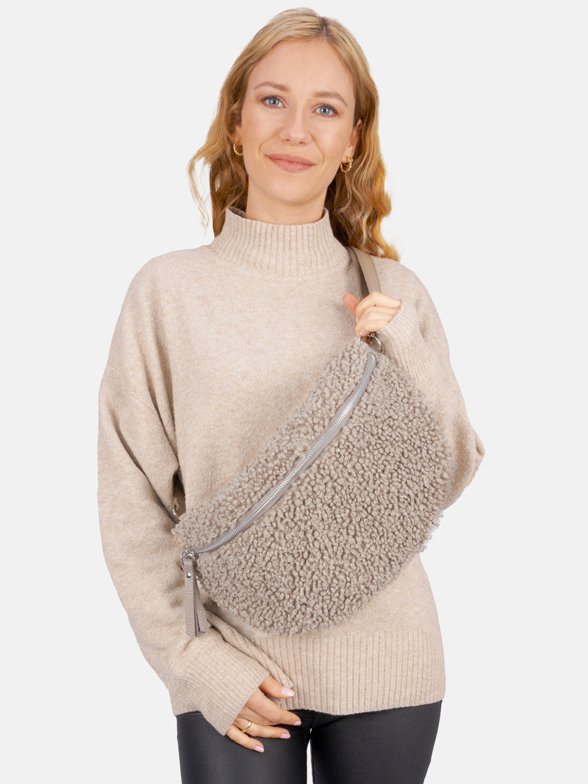 Stofftasche Crossbody Bag Size L - cool taupe - Fluffy