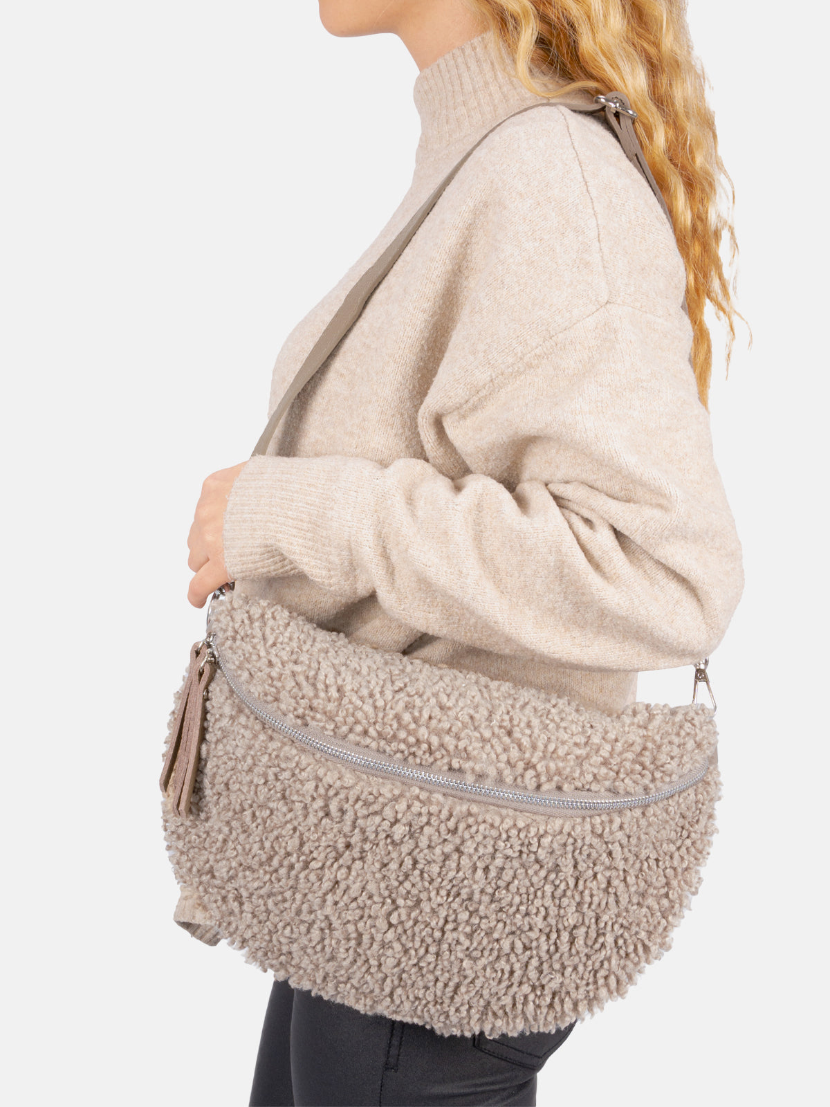 Stofftasche Crossbody Bag Size L - cool taupe - Fluffy