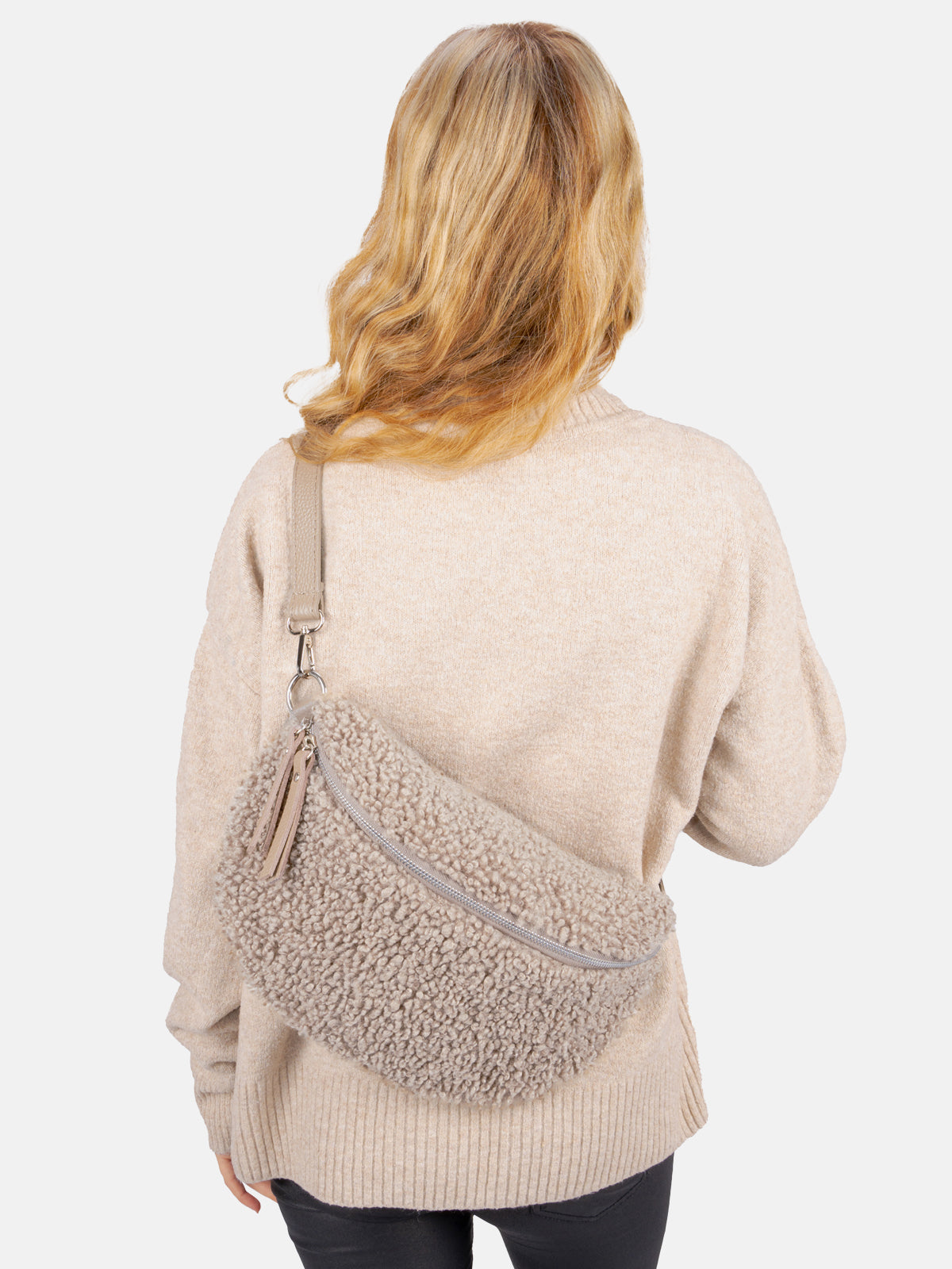 Stofftasche Crossbody Bag Size L - cool taupe - Fluffy