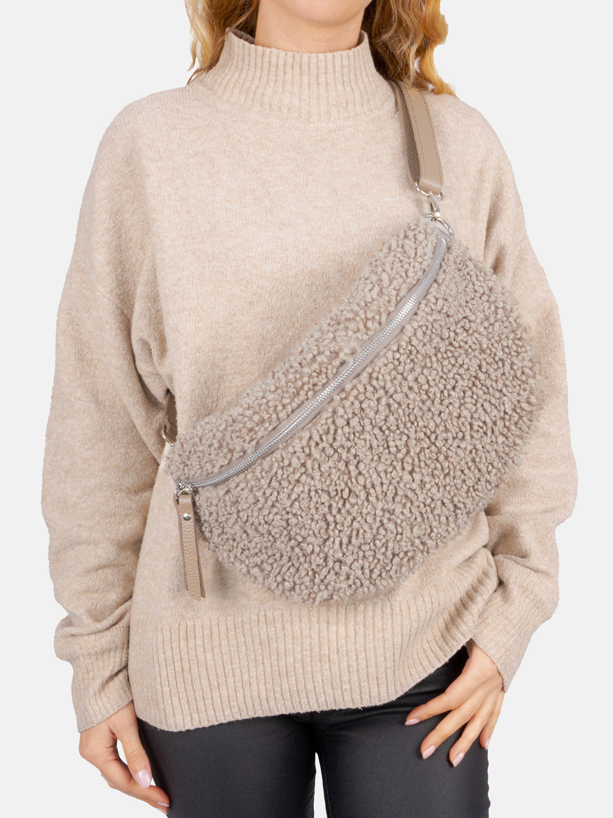 Stofftasche Crossbody Bag Size L - cool taupe - Fluffy