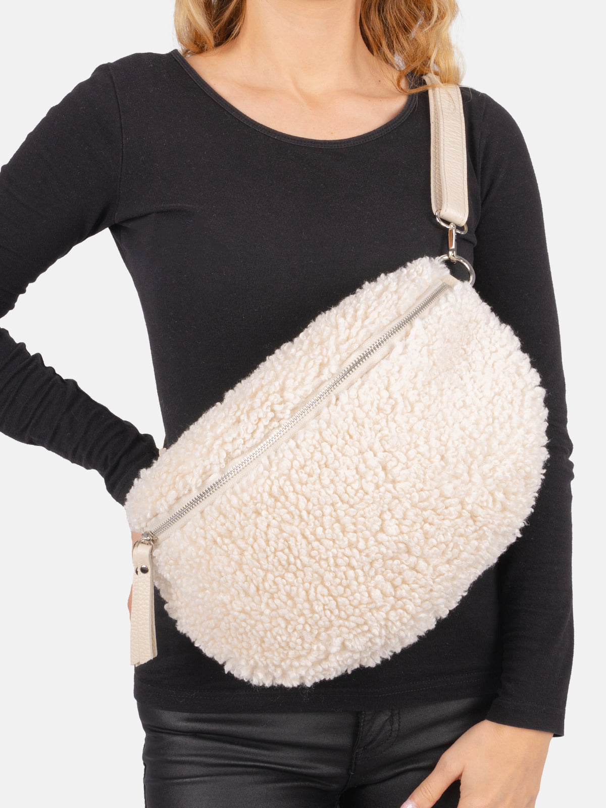 Stofftasche Crossbody Bag Size L - creme - Fluffy